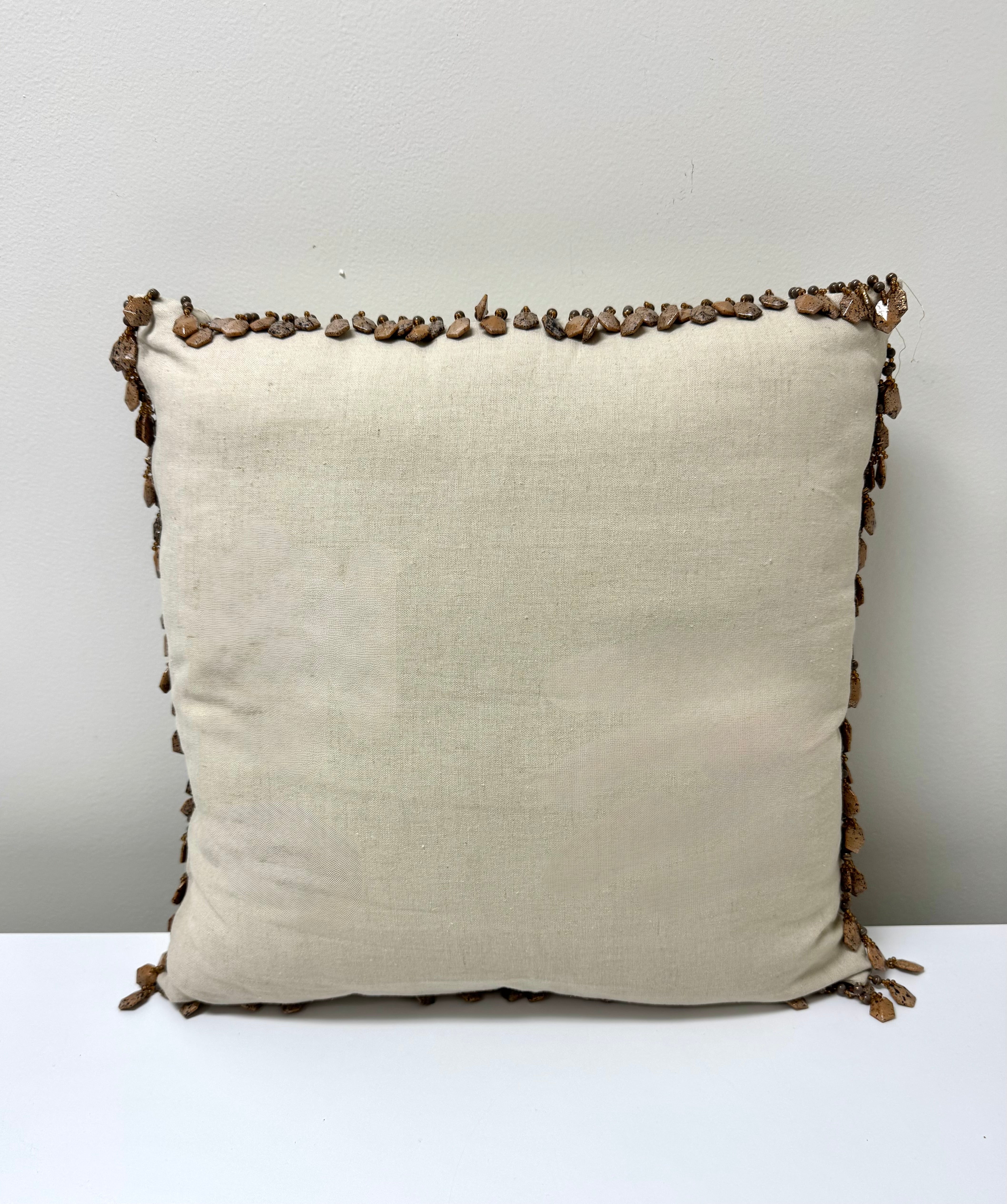 Natural Cotton 17" Pillow with Beading