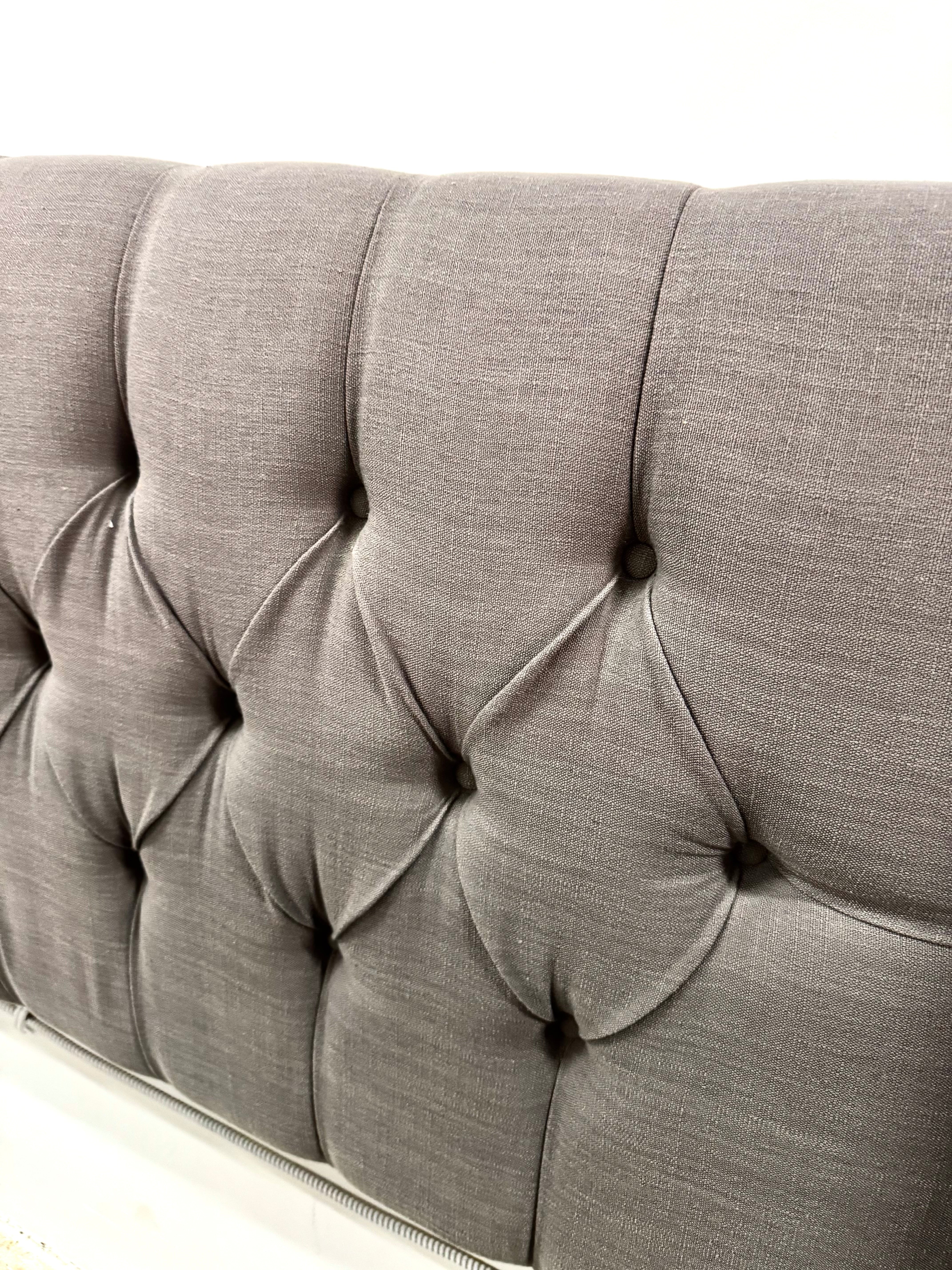 Classic Gray Linen King Wingback Headboard