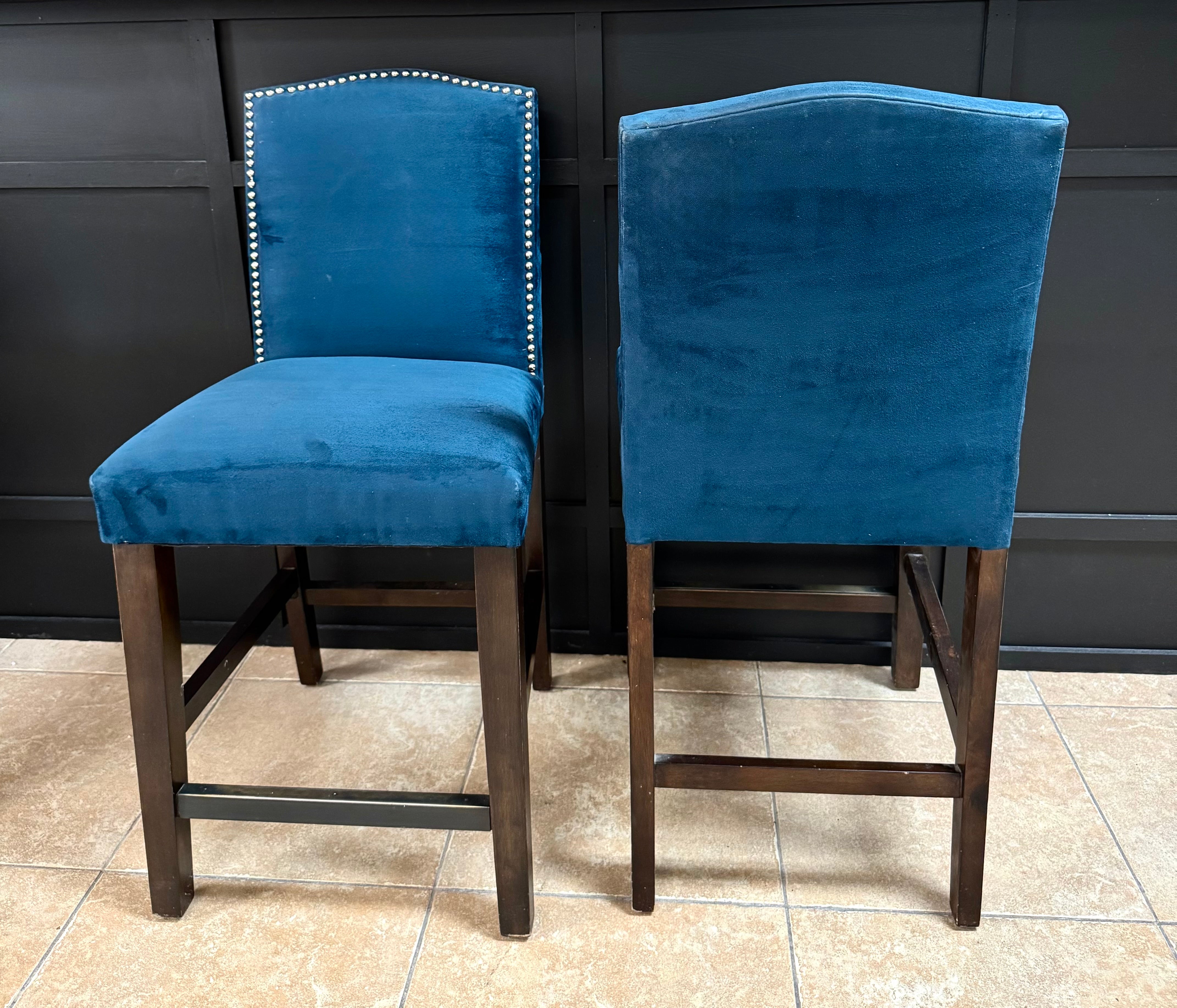 Rich Cobalt Microfibre Counter Stools Set of 2