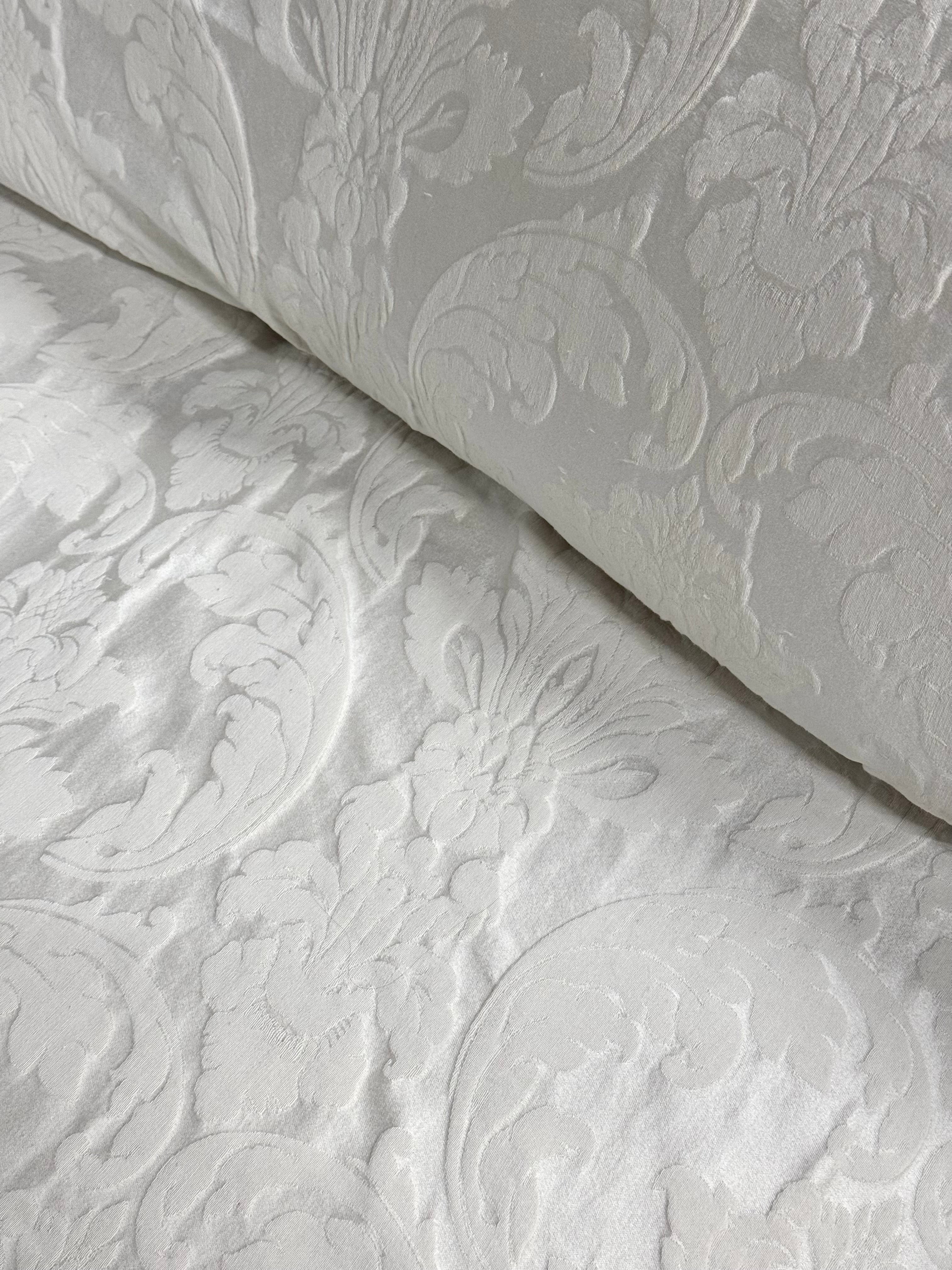 White Damask Slipcovered Loveseat