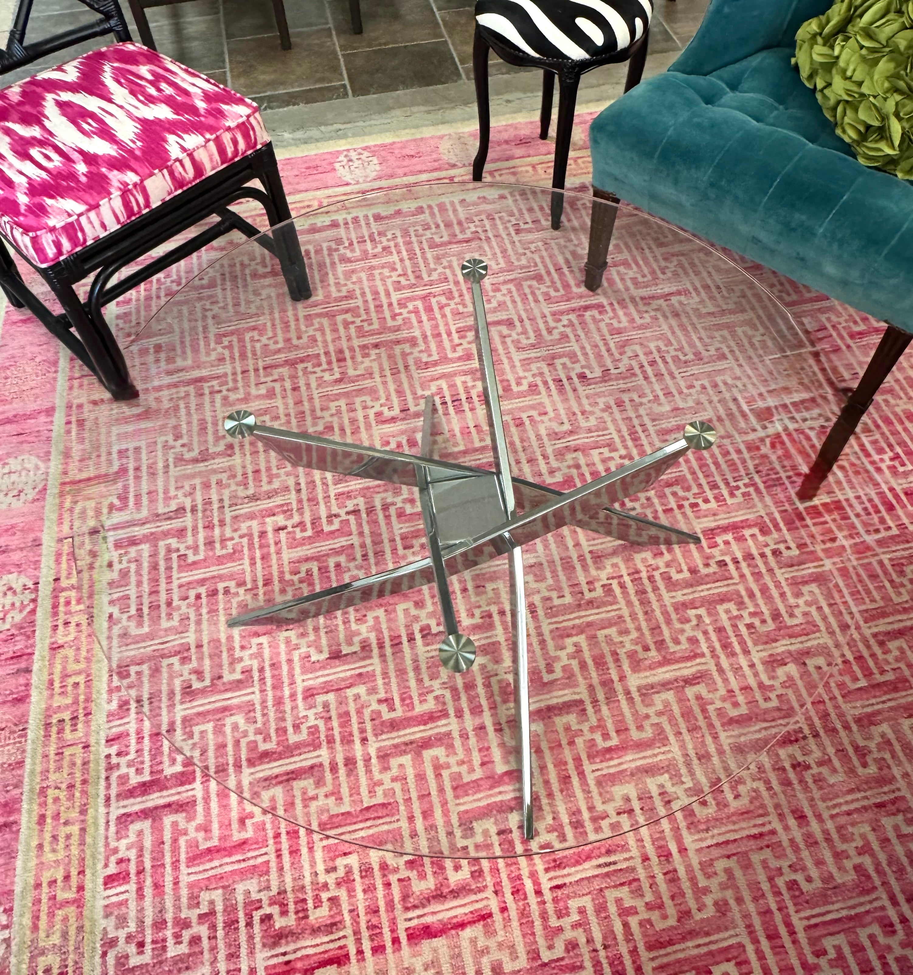 Criss Cross Chrome & Glass Coffee Table