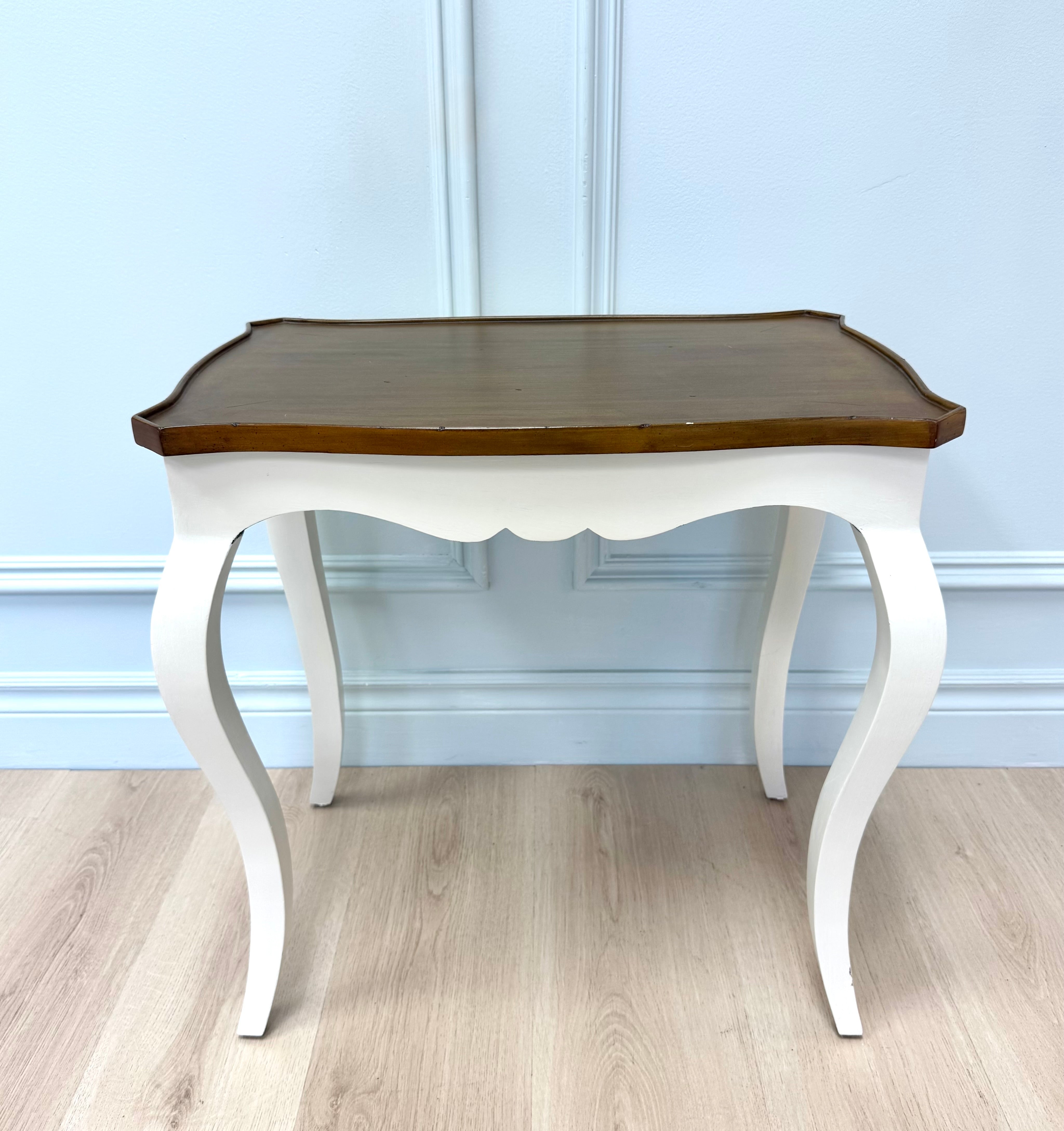 White Side Table with Wood Top