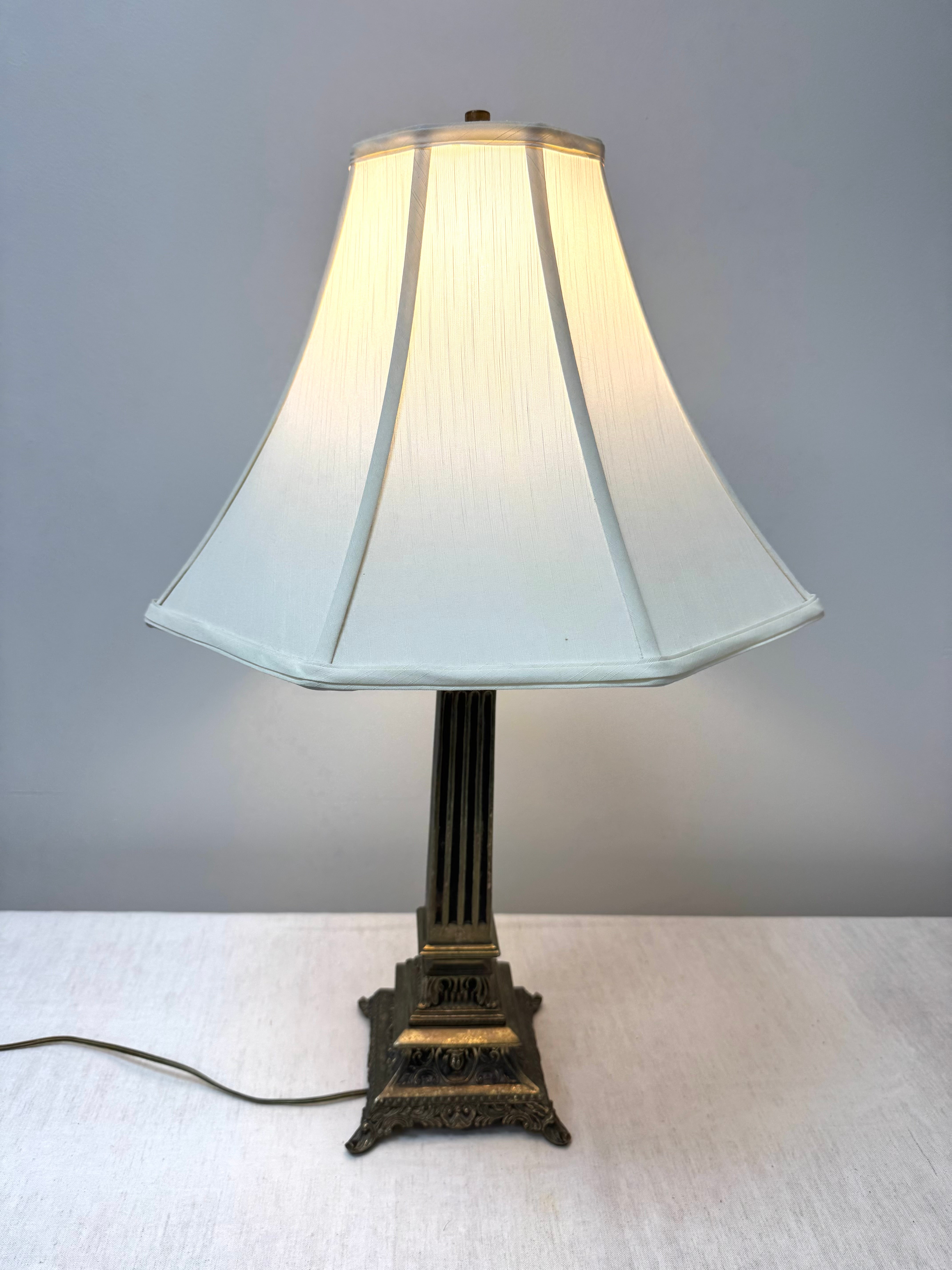 Vintage Antique Brass Corinthian Column Lamp