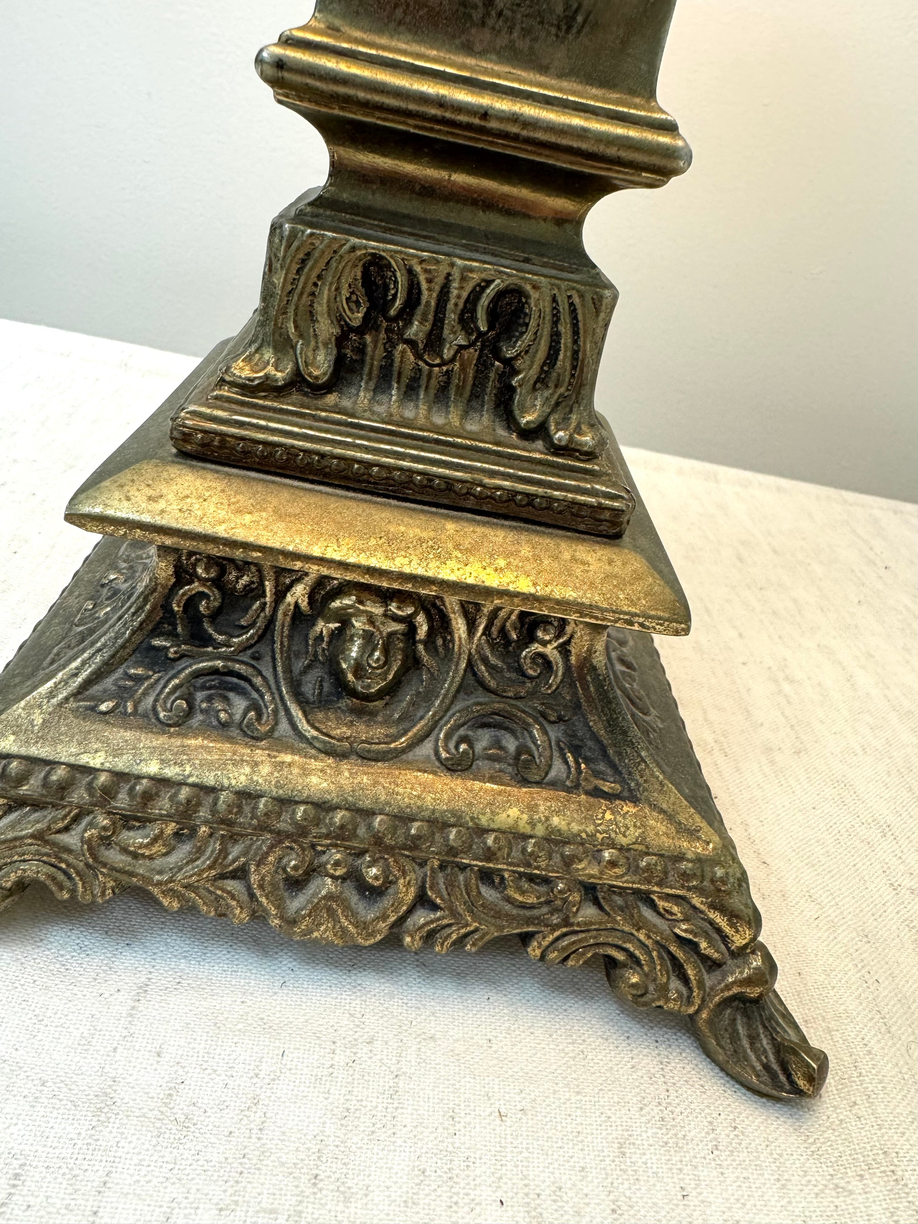 Vintage Antique Brass Corinthian Column Lamp