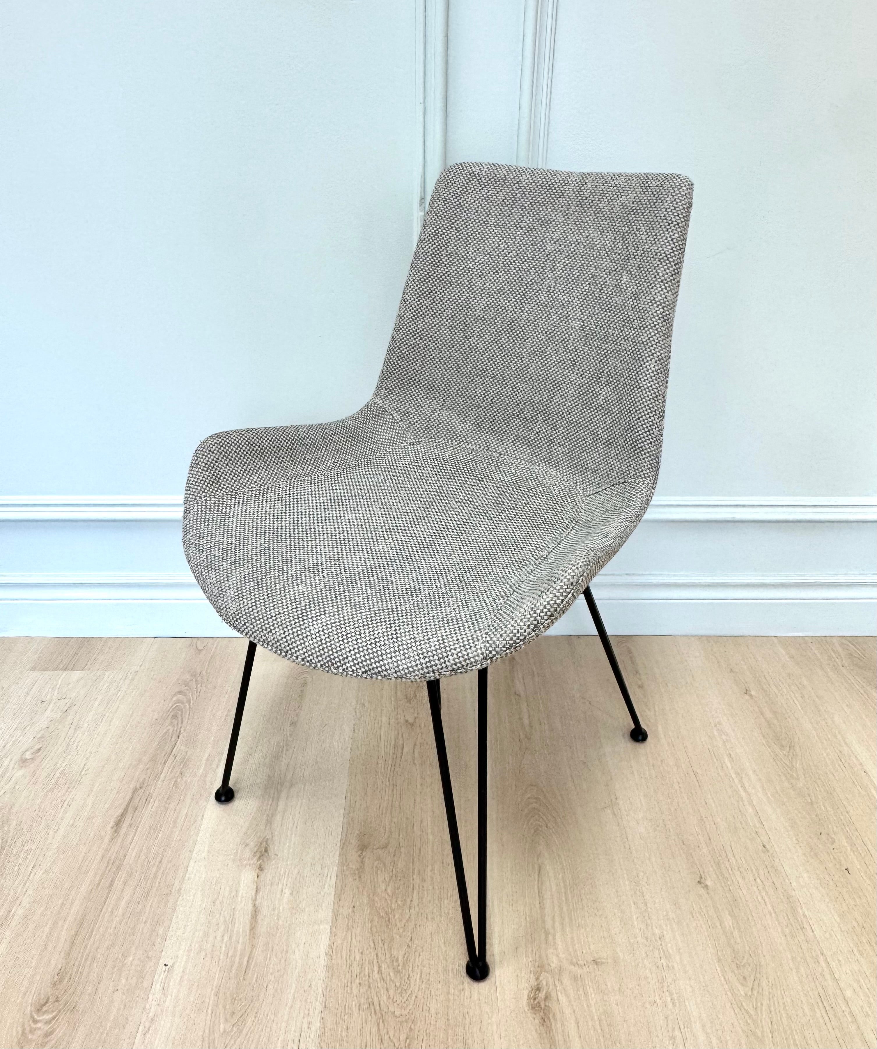 Gray Tweed Hairpin Dining Chairs Set of 3