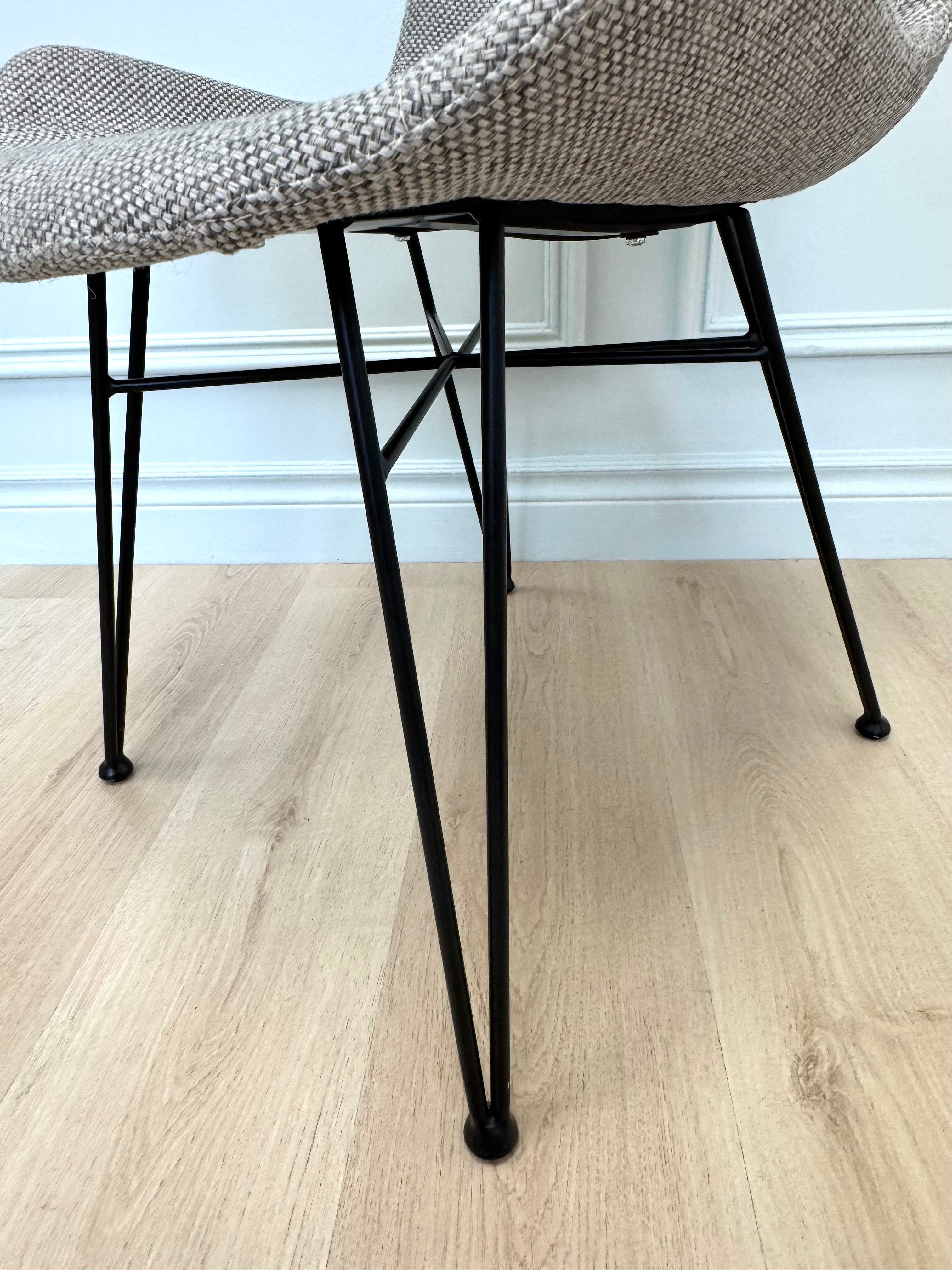 Gray Tweed Hairpin Dining Chairs Set of 3