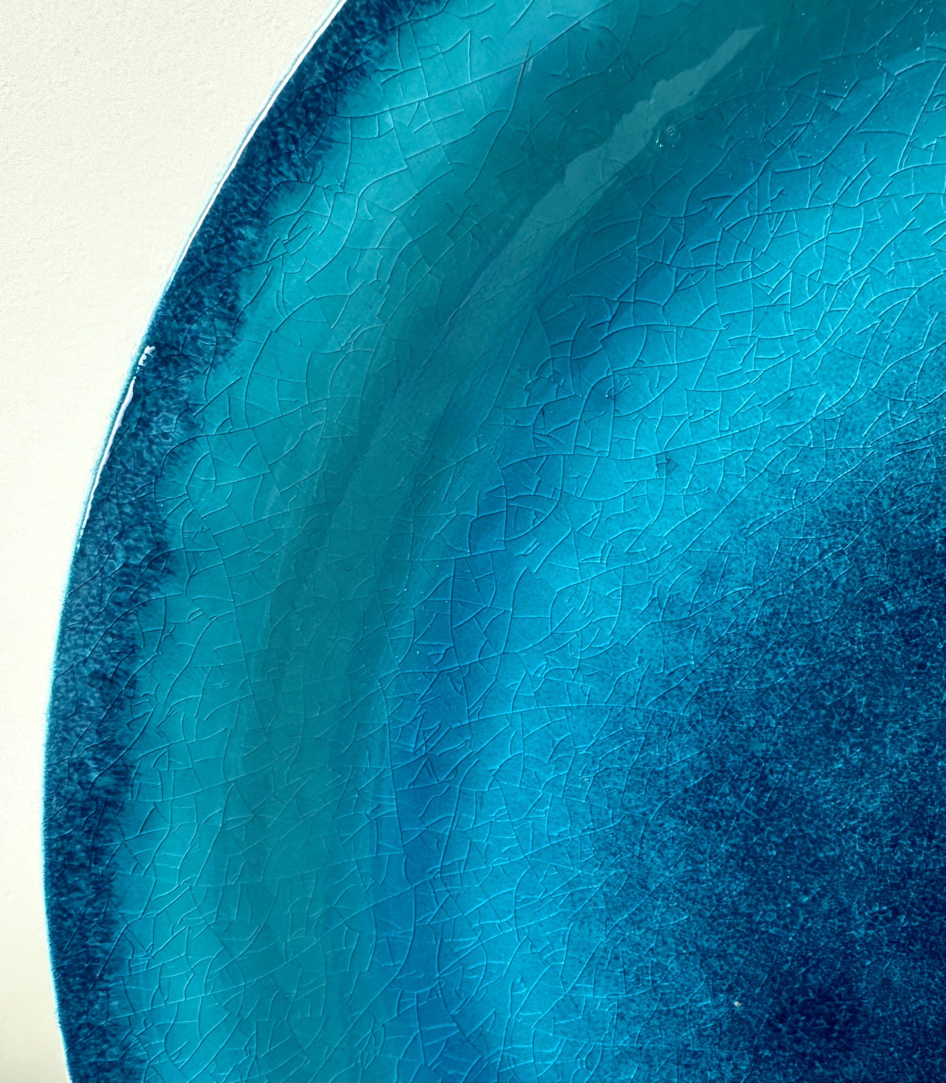 CRATE & BARREL Turquoise Crackle Glaze 17" Platter