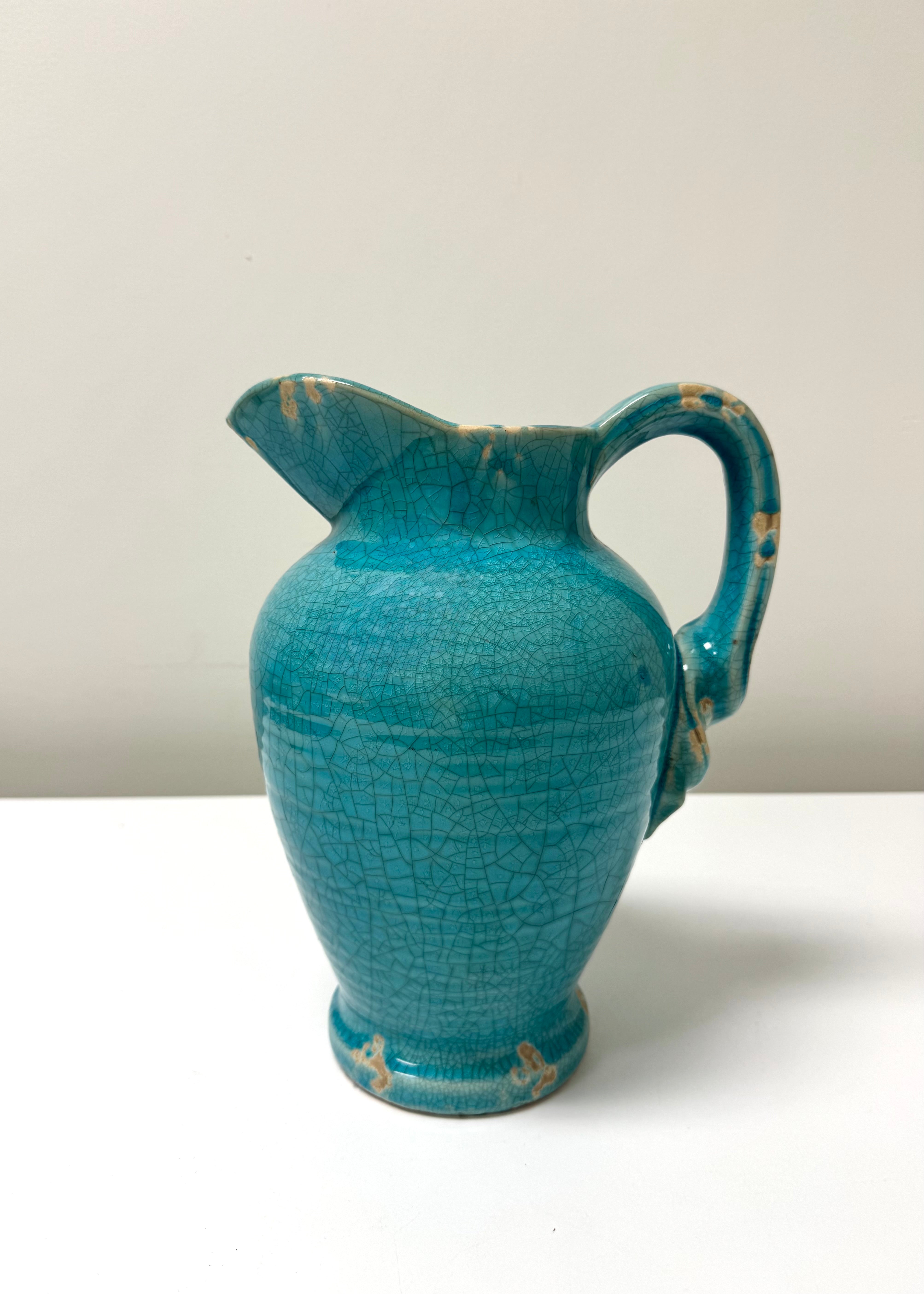 Turquoise Crackle Glaze Pitcher