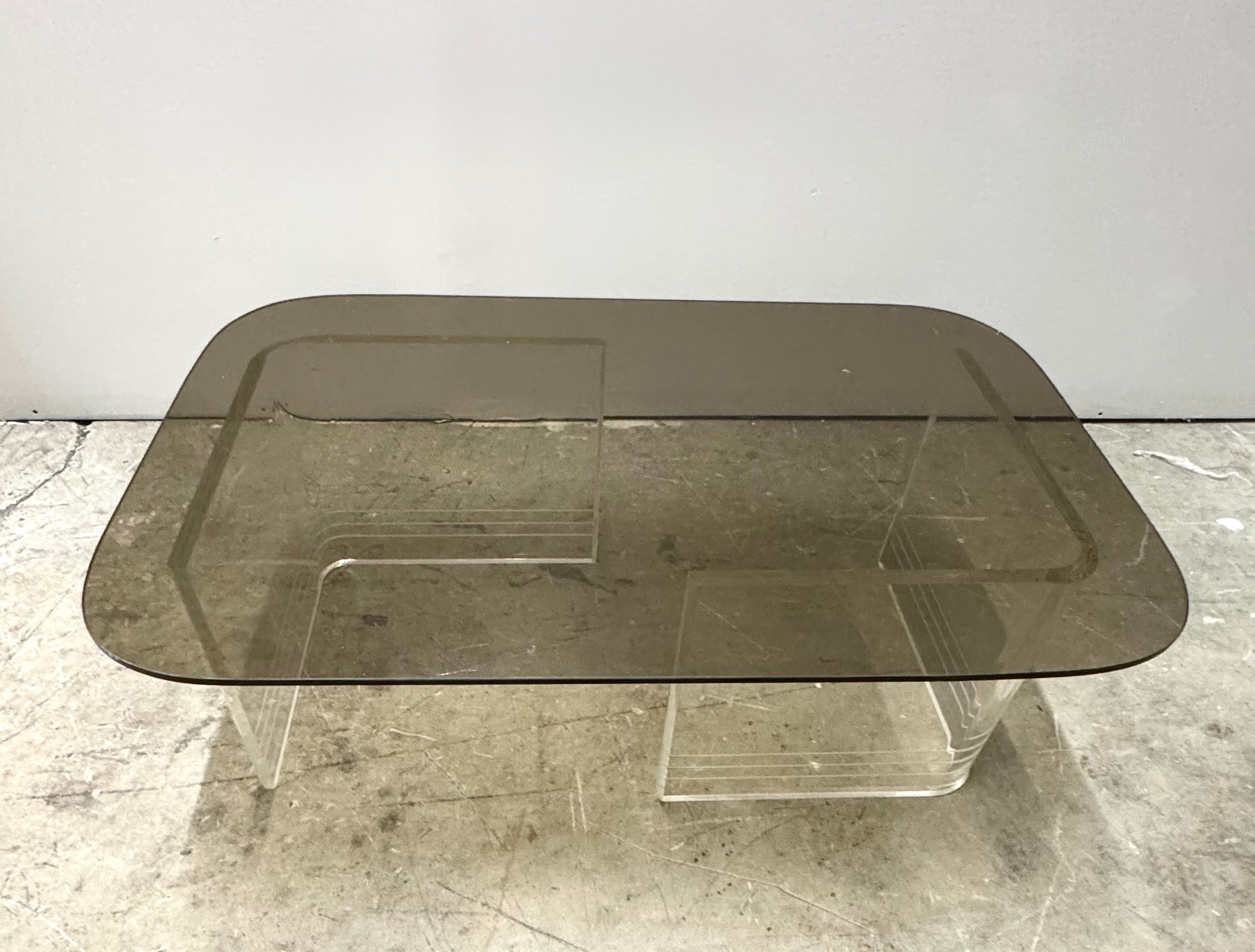 MCM Acrylic & Smoked Glass Coffee Table