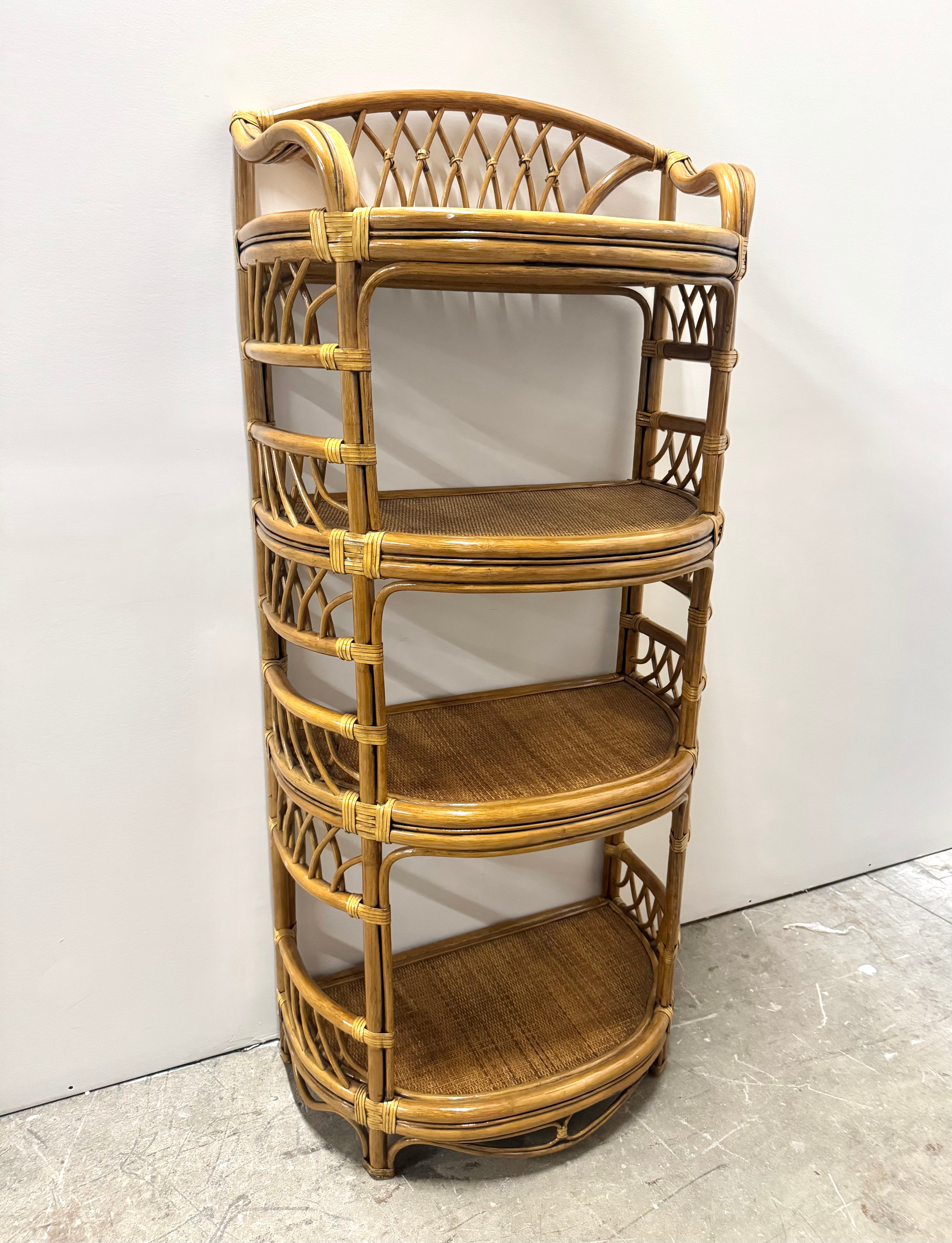 Vintage BOCA RATTAN Bamboo & Rattan Four-tier Shelf