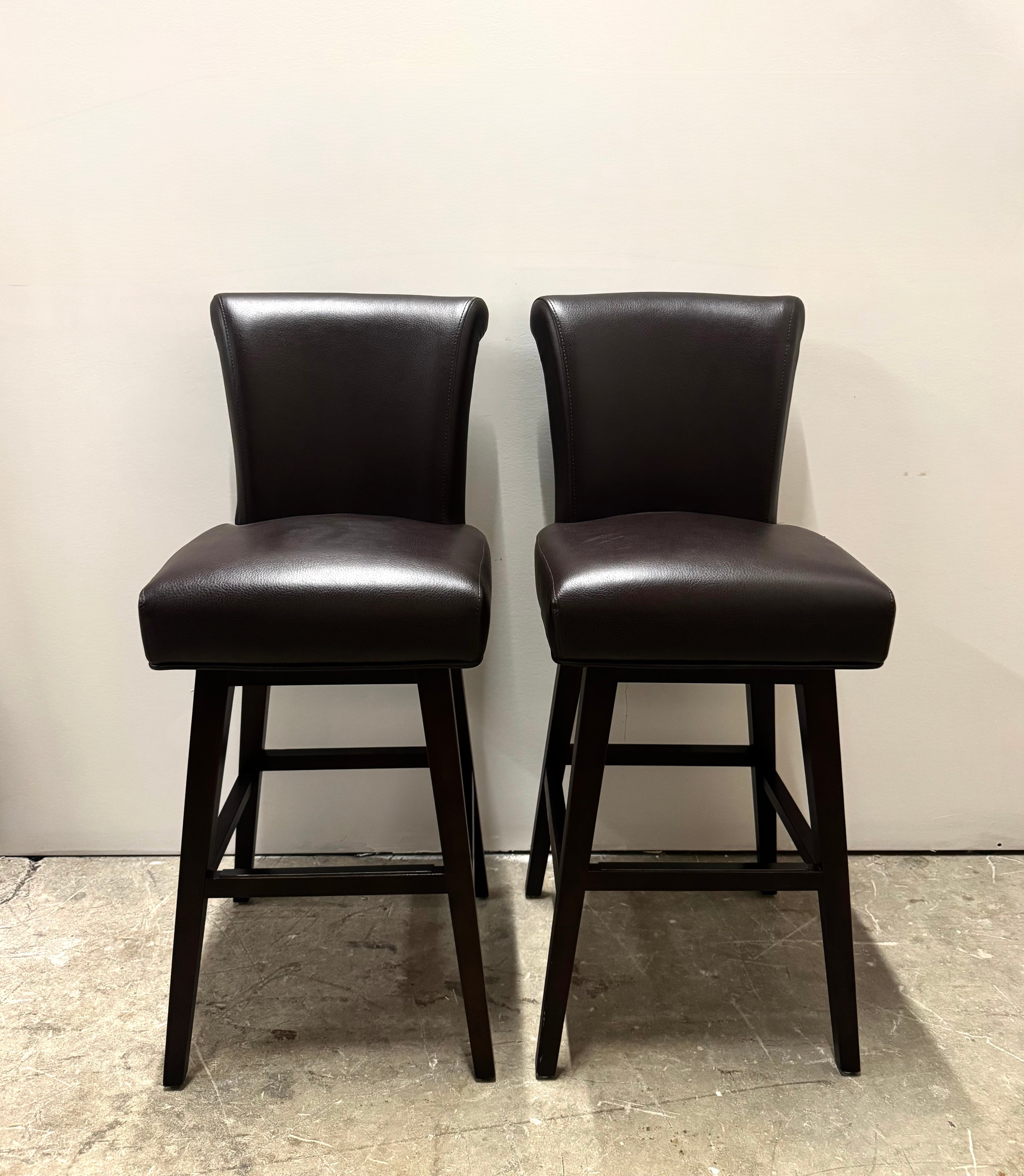 Chocolate Brown Faux Leather Bar Stools Set of 2