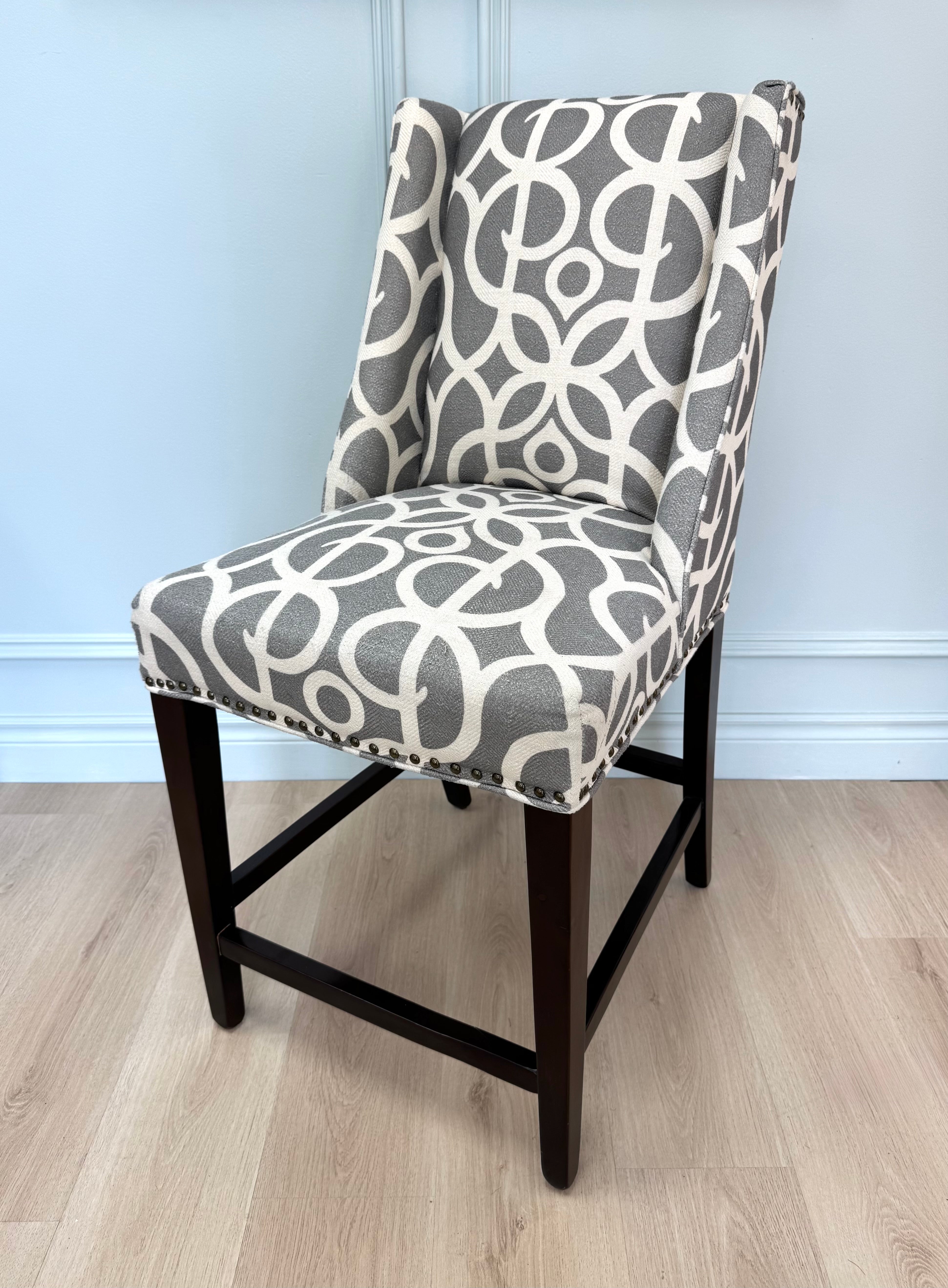 PIER 1 Gray & White Lattice Wingback Counter Chair