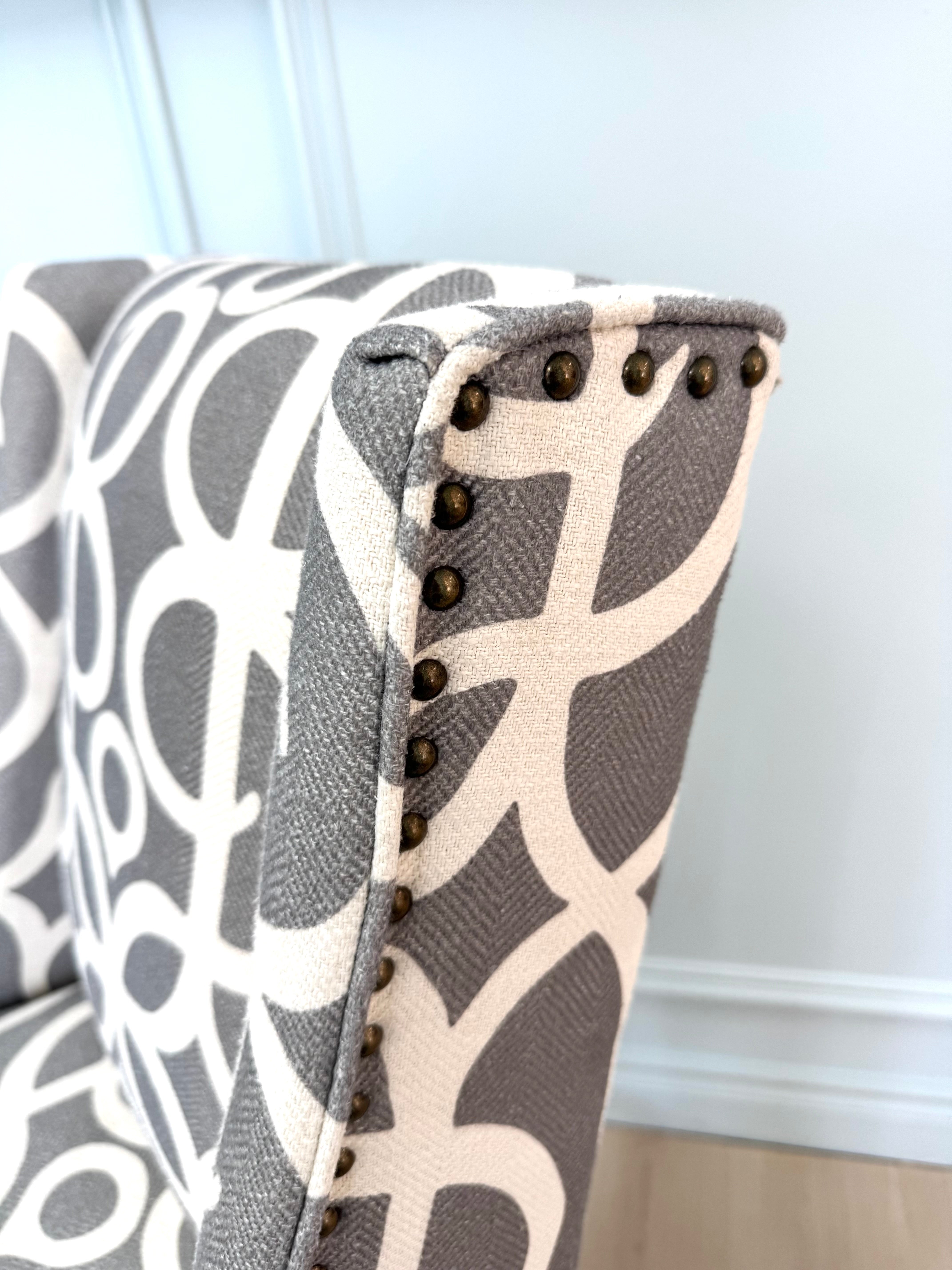 PIER 1 Gray & White Lattice Wingback Counter Chair