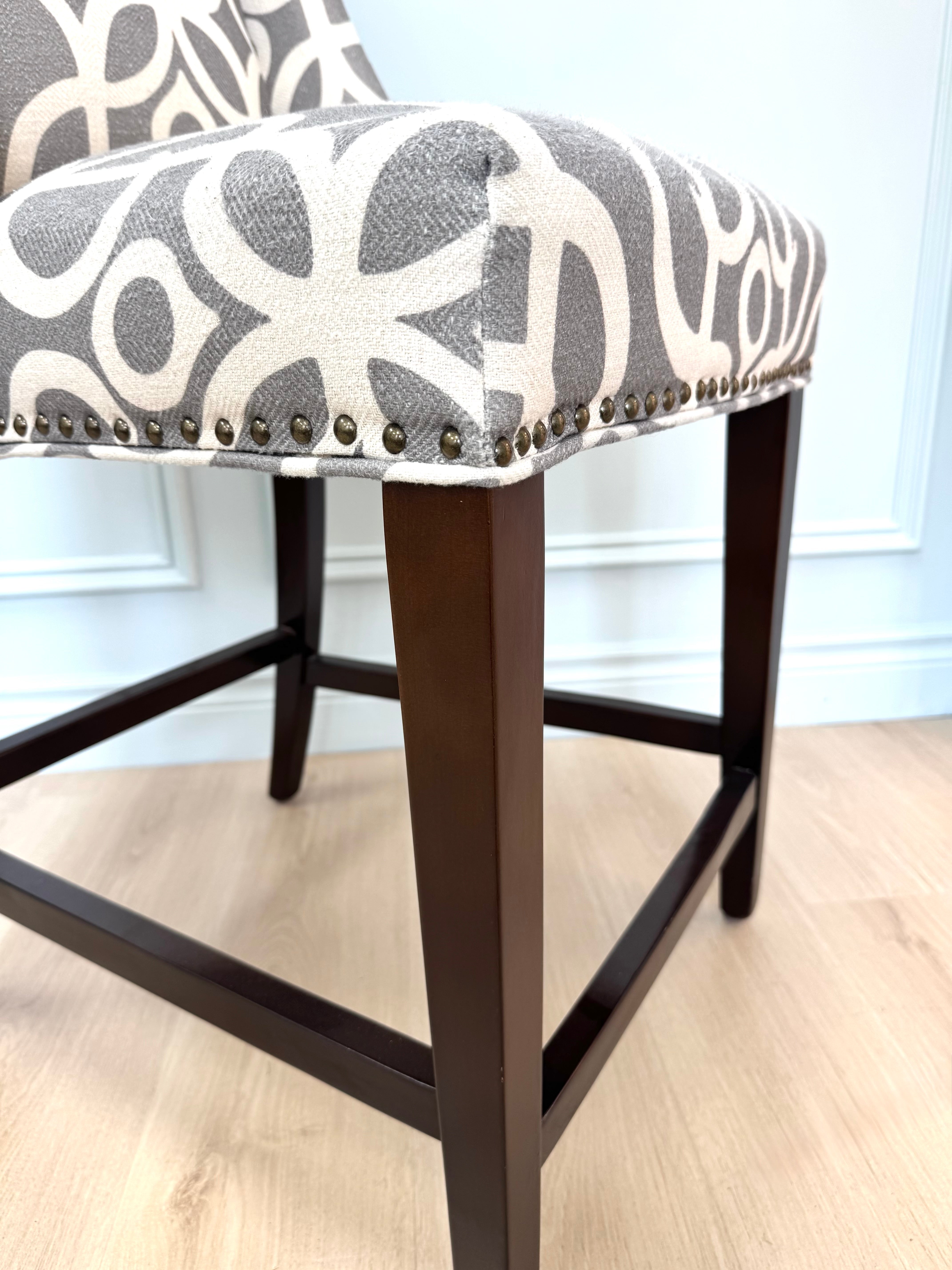 PIER 1 Gray & White Lattice Wingback Counter Chair