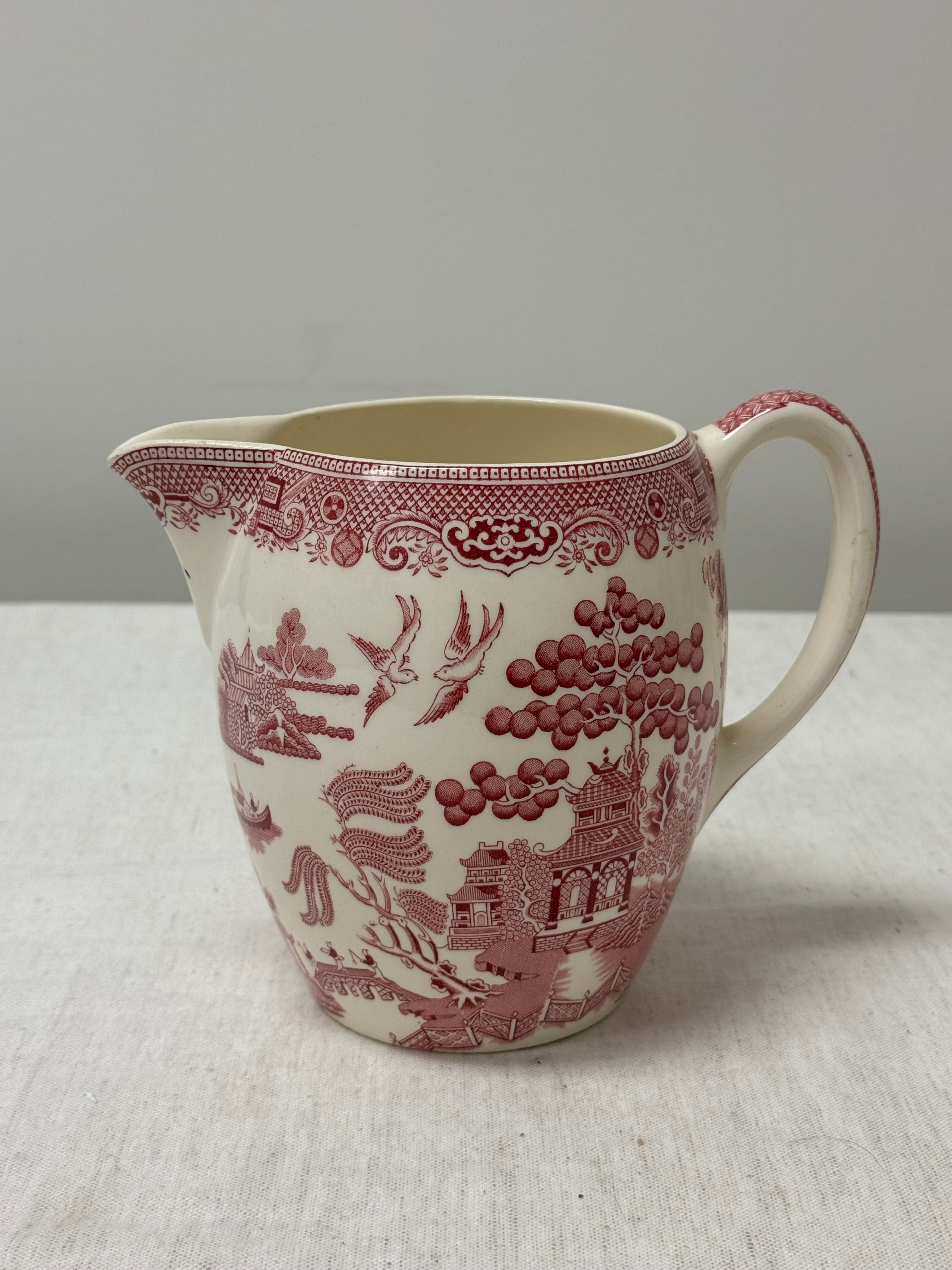 Vintage JOHNSON BROS. 'Willow' Red 6" Pitcher