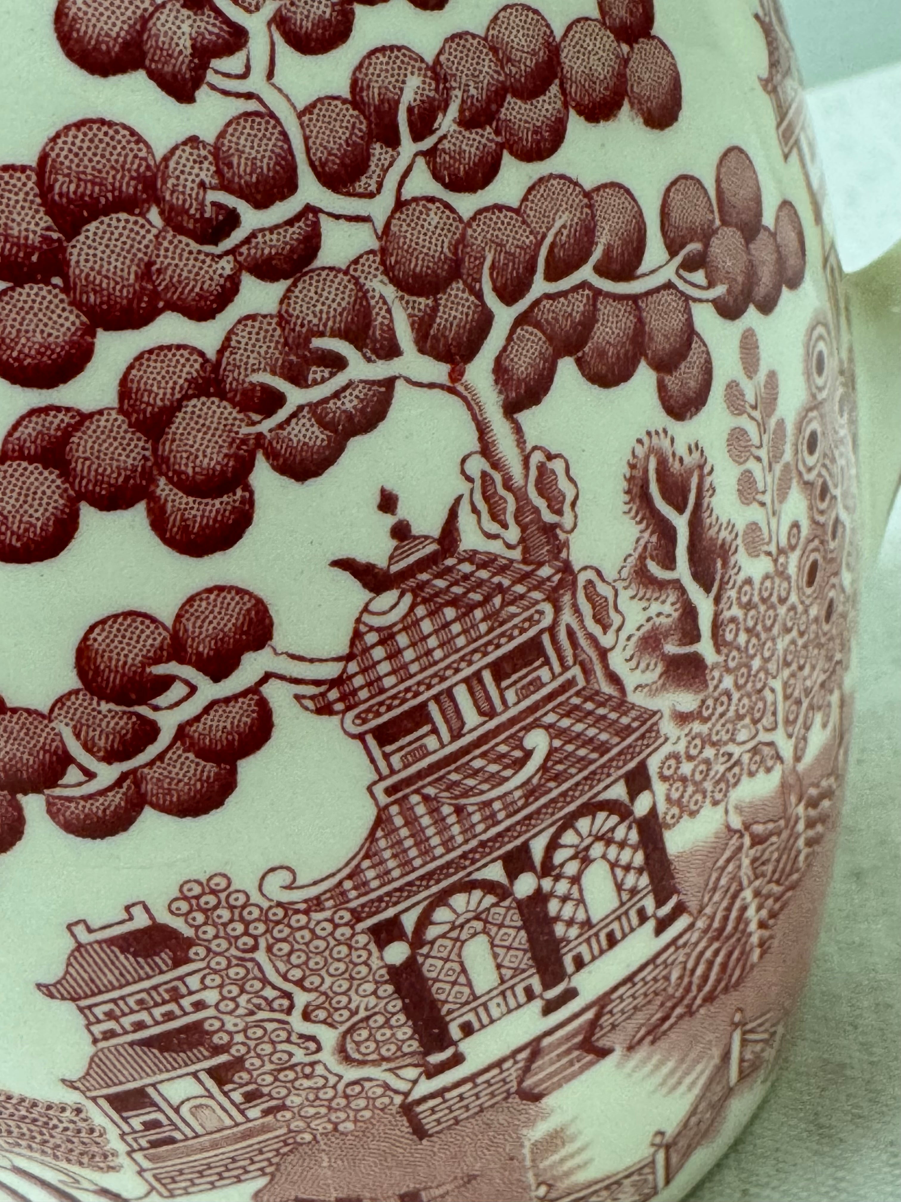 Vintage JOHNSON BROS. 'Willow' Red 6" Pitcher