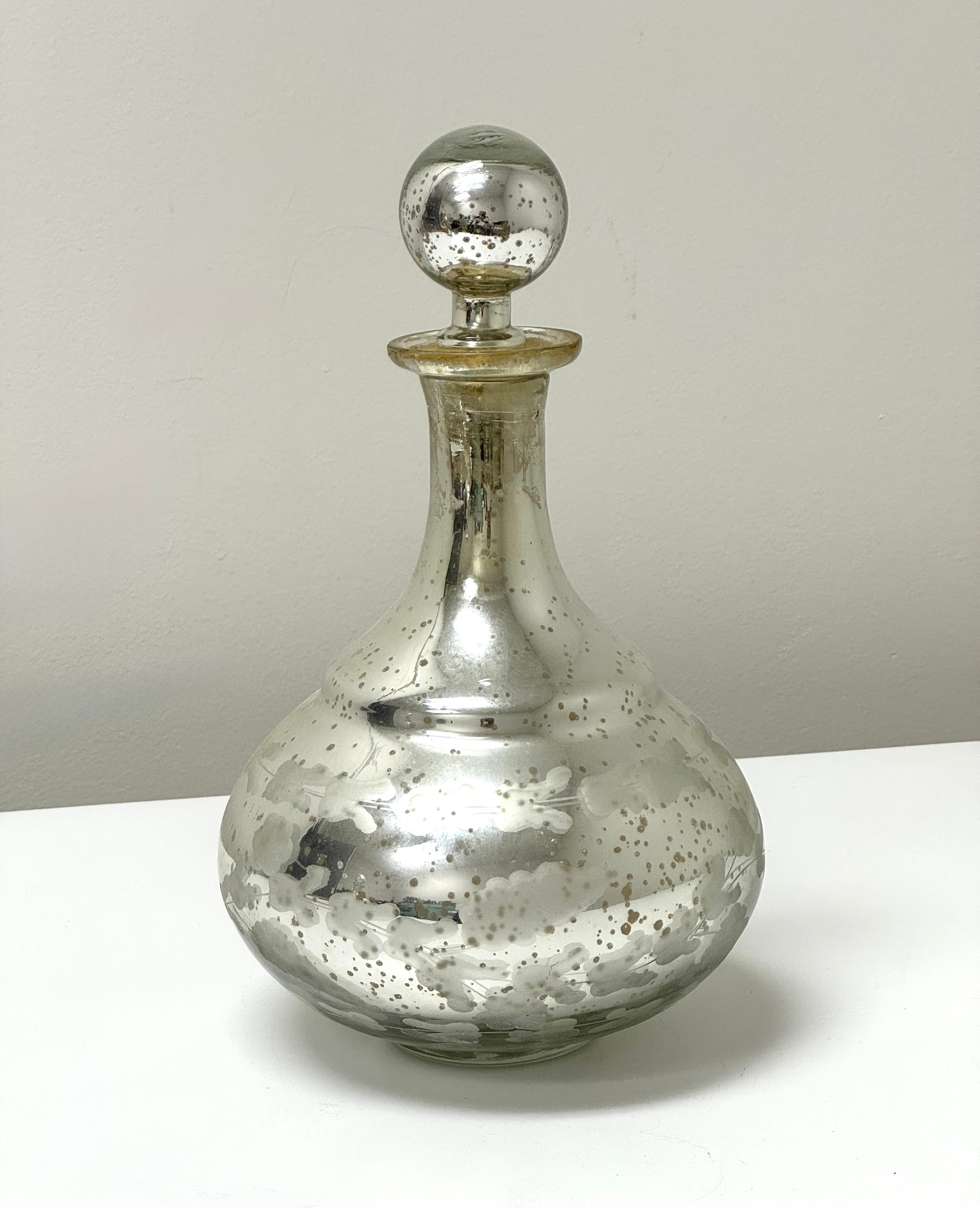 Vintage Mercury Glass Decorative Decanter