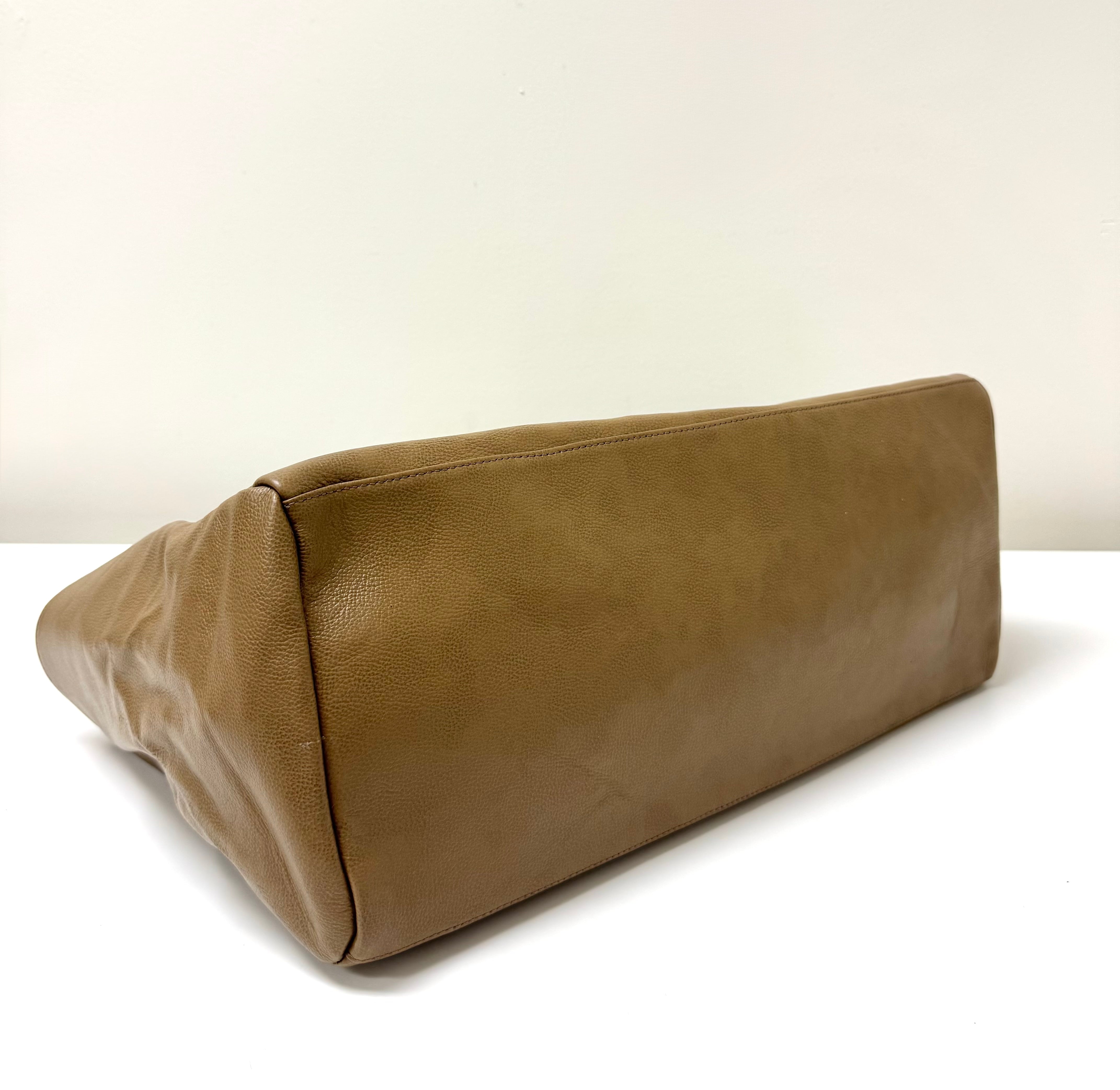 NEW Taupe Pebble Leather Travel Tote