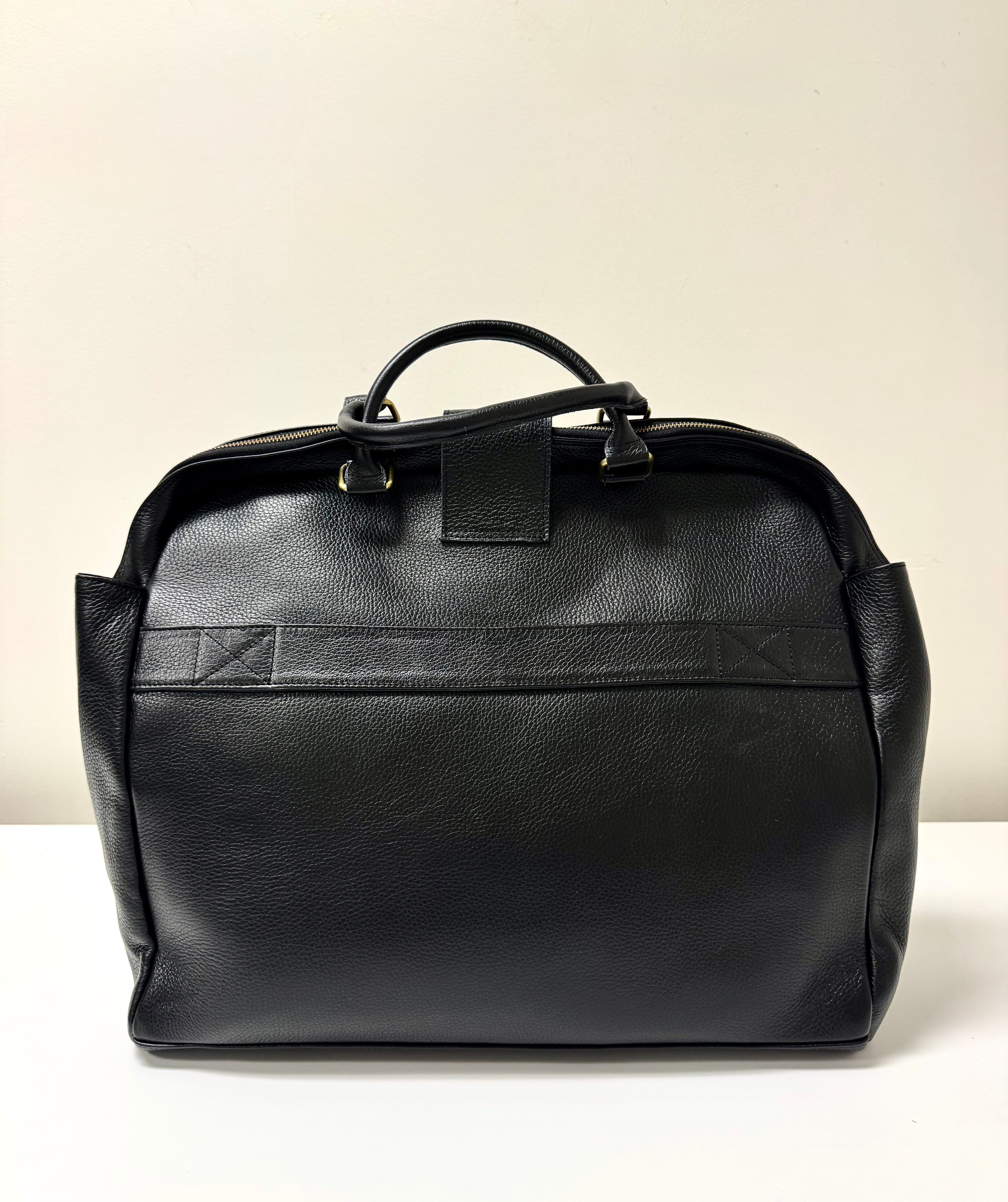 NEW Black Pebble Leather Travel Tote