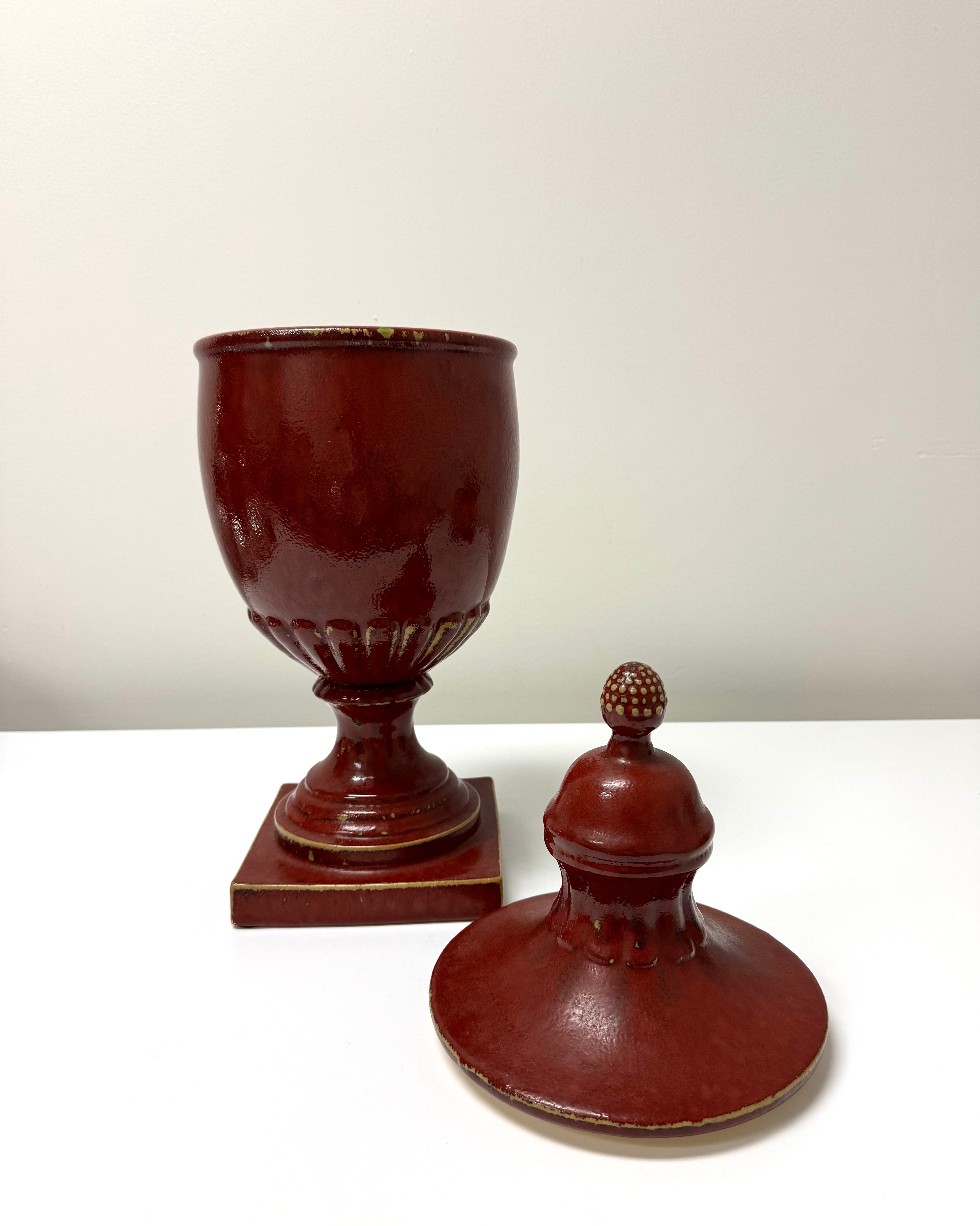 Rustic Red Ceramic Urn