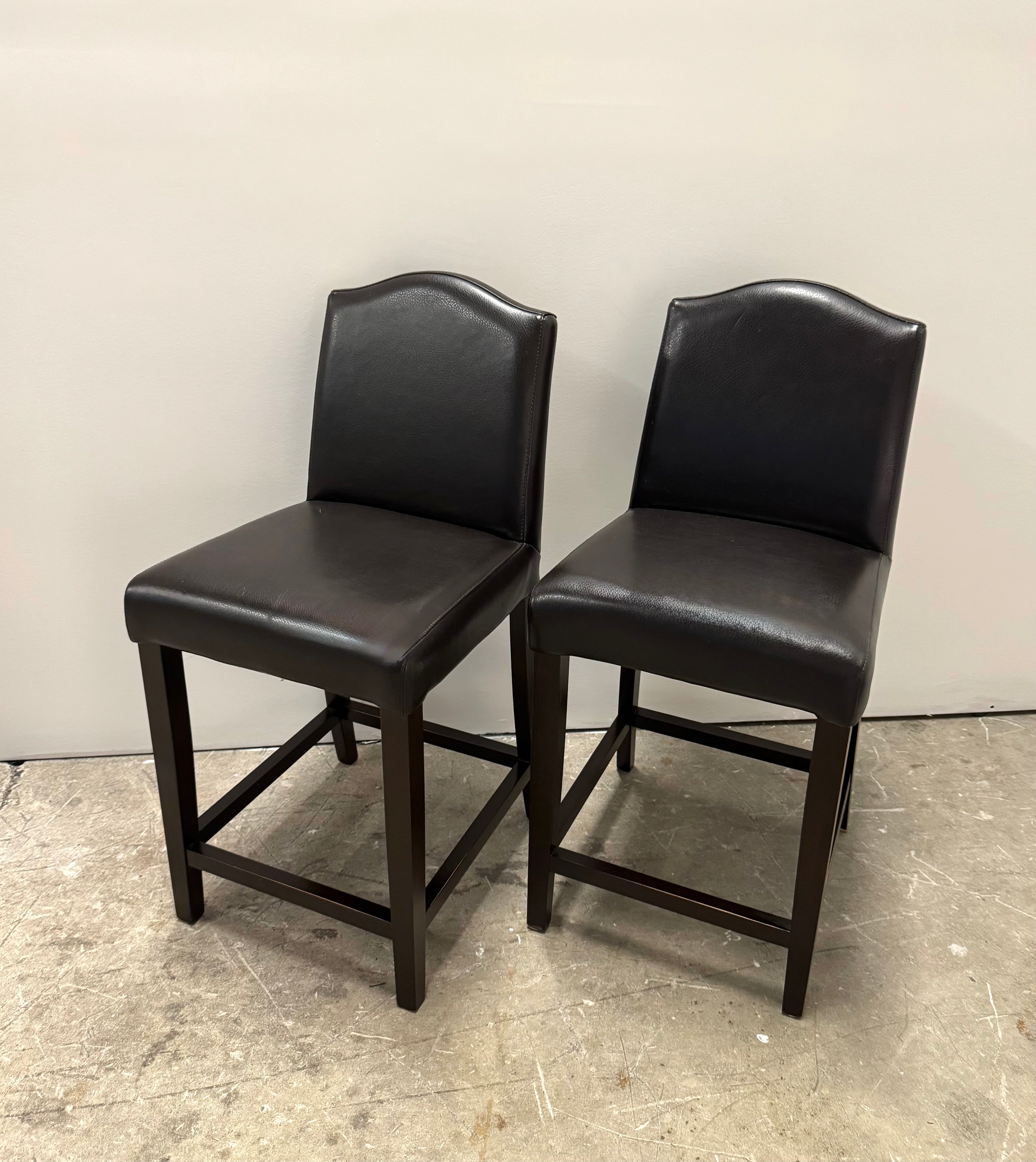 Chocolate Brown Leather Counter Stools Set of 2