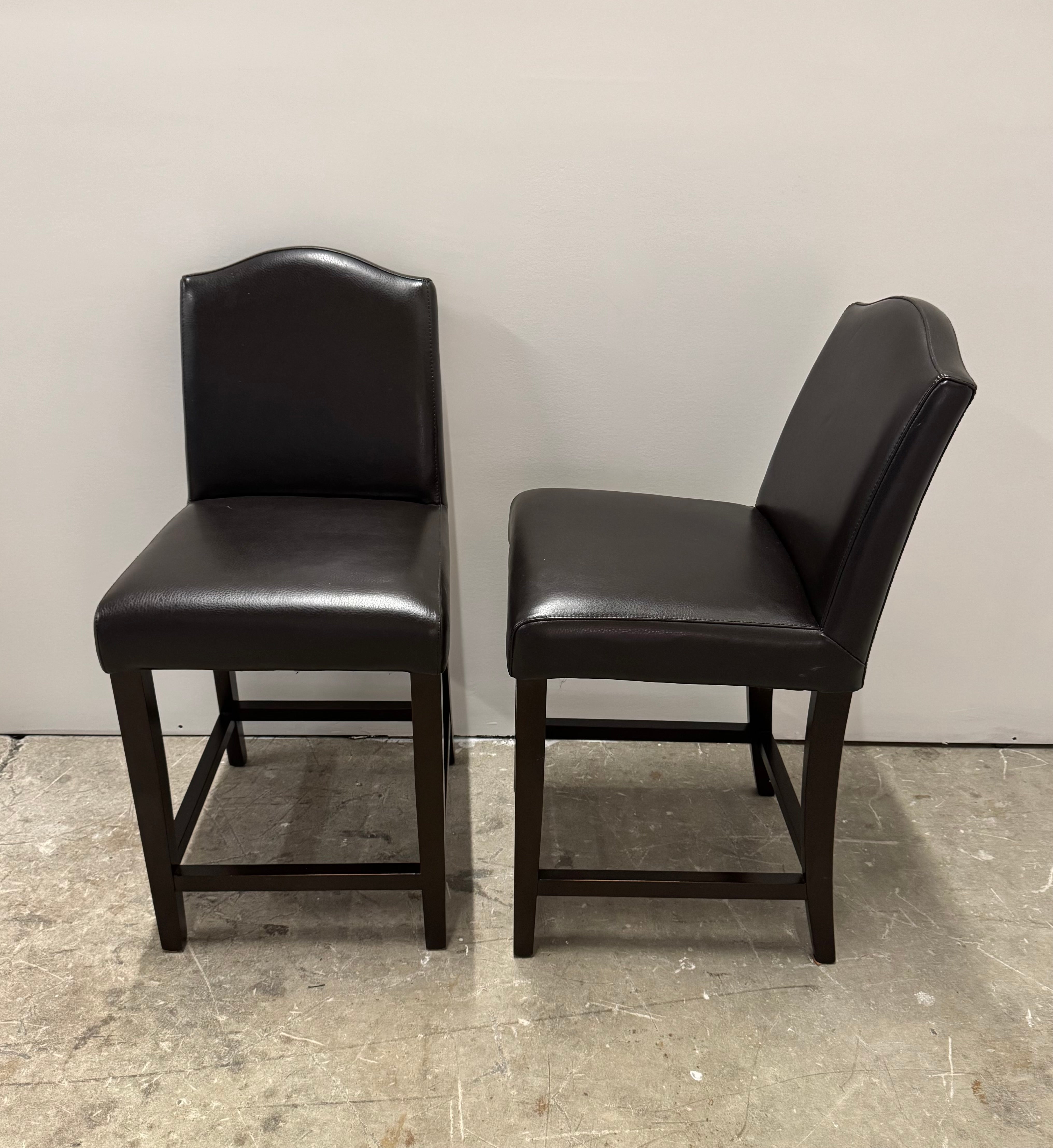Chocolate Brown Leather Counter Stools Set of 2