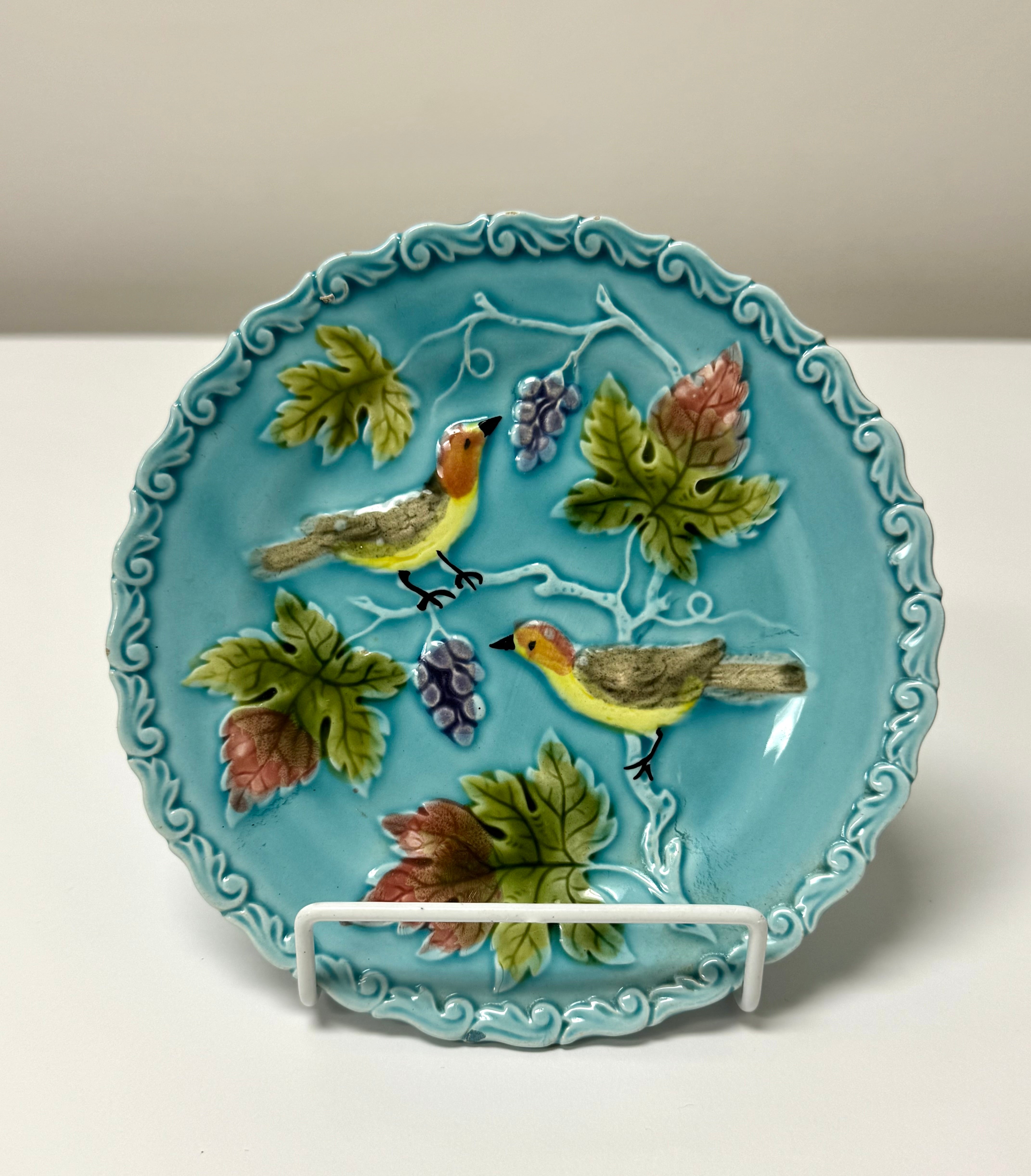 Vintage Light Turquoise Majolica 6-1/2" Plate