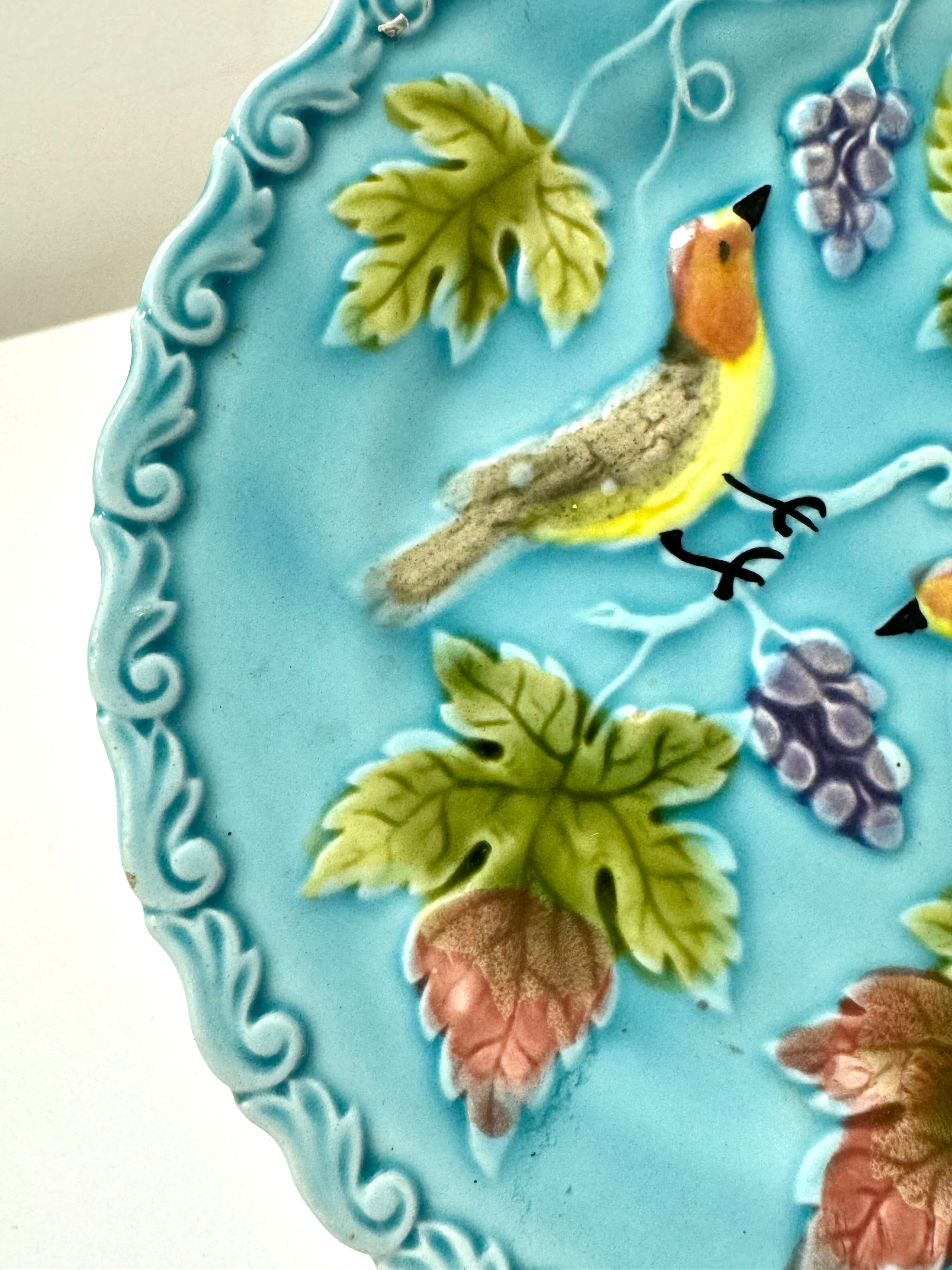 Vintage Light Turquoise Majolica 6-1/2" Plate