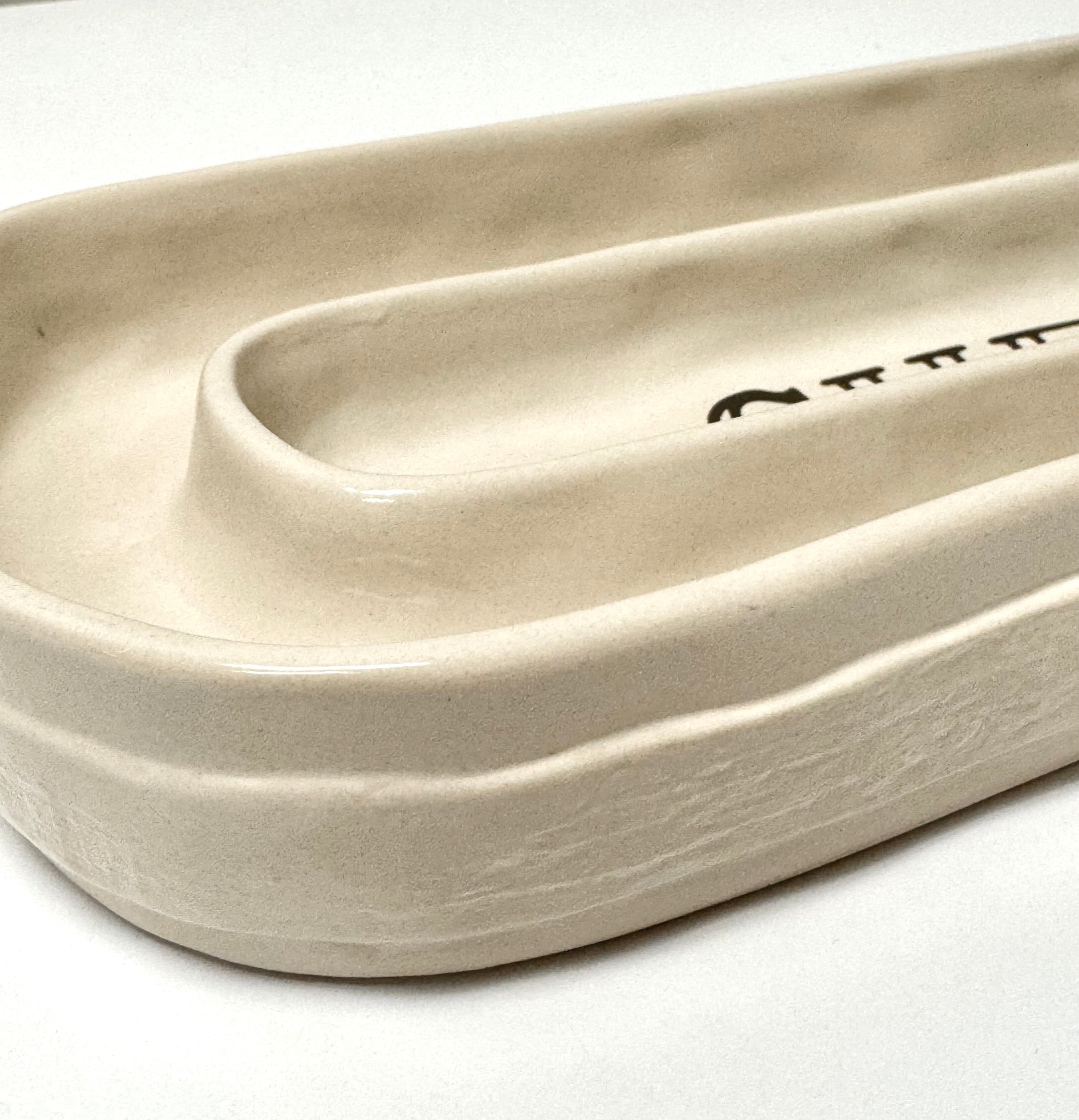 Beige Ceramic Cheese & Crackers Server