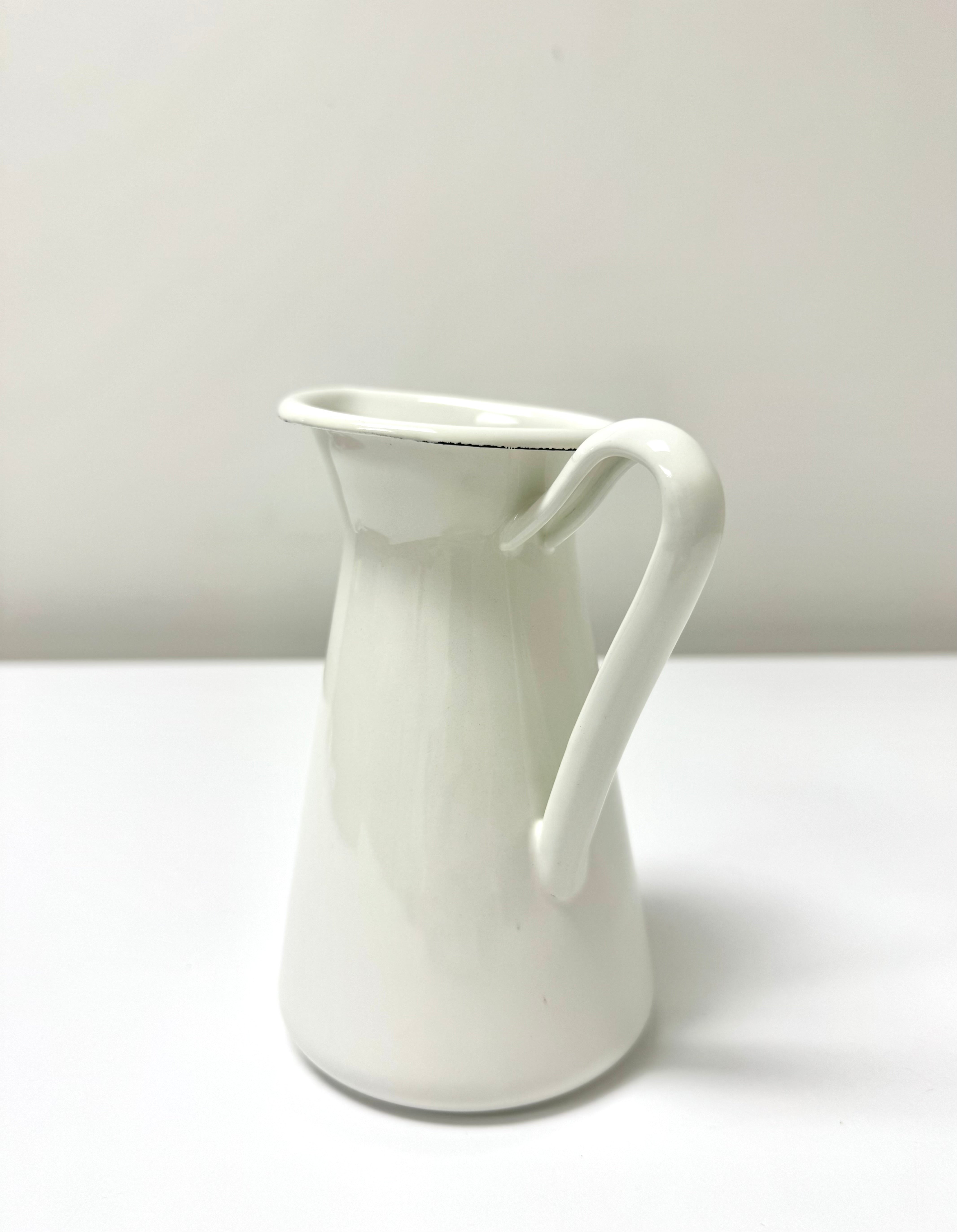 White Enamelled Steel Small Pitcher