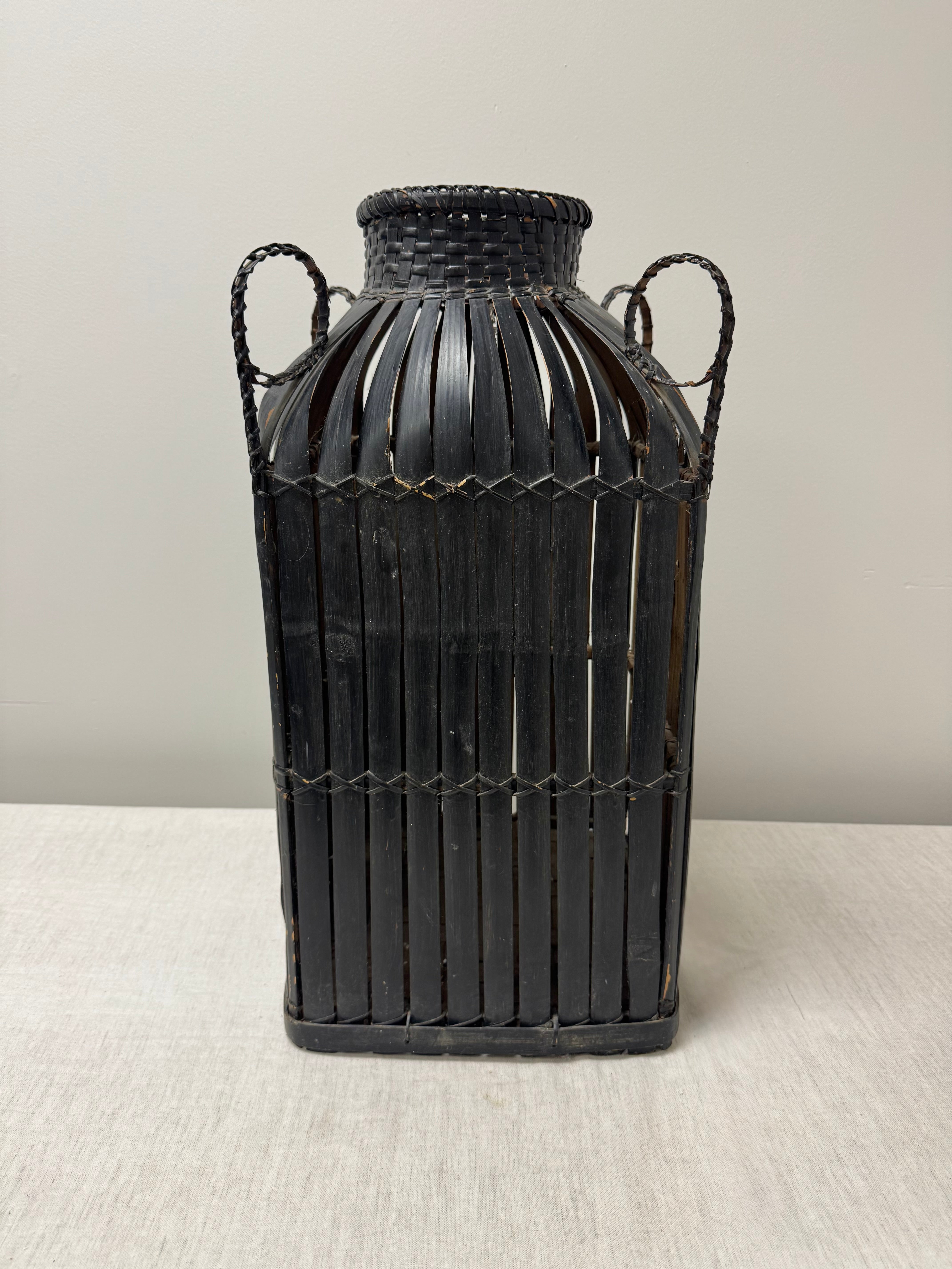 Handwoven Black Bamboo Basket