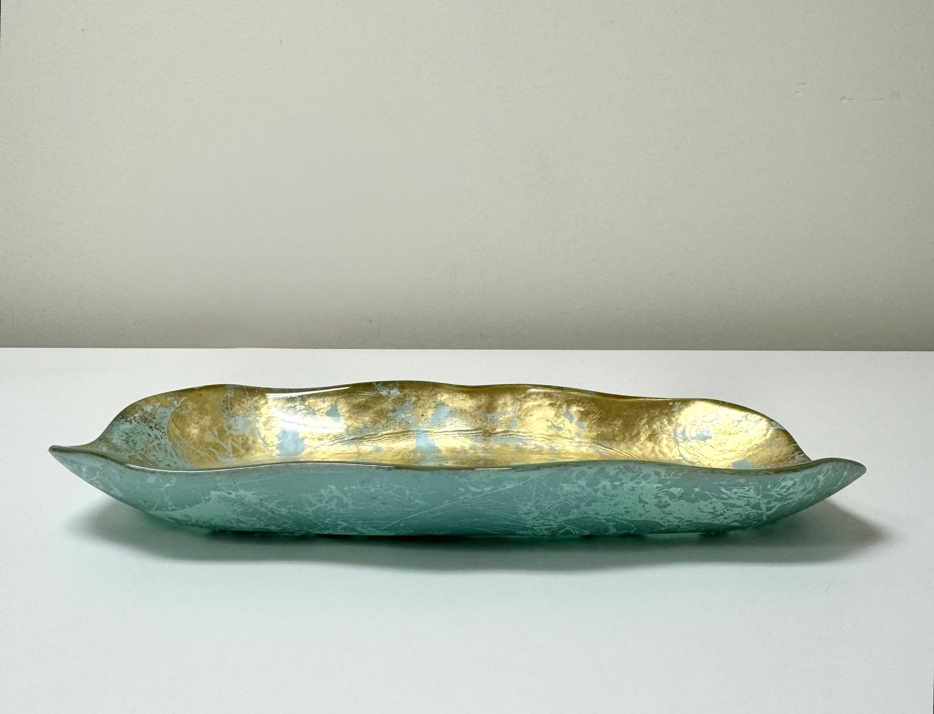 Organic Gold Leaf Glass Tray