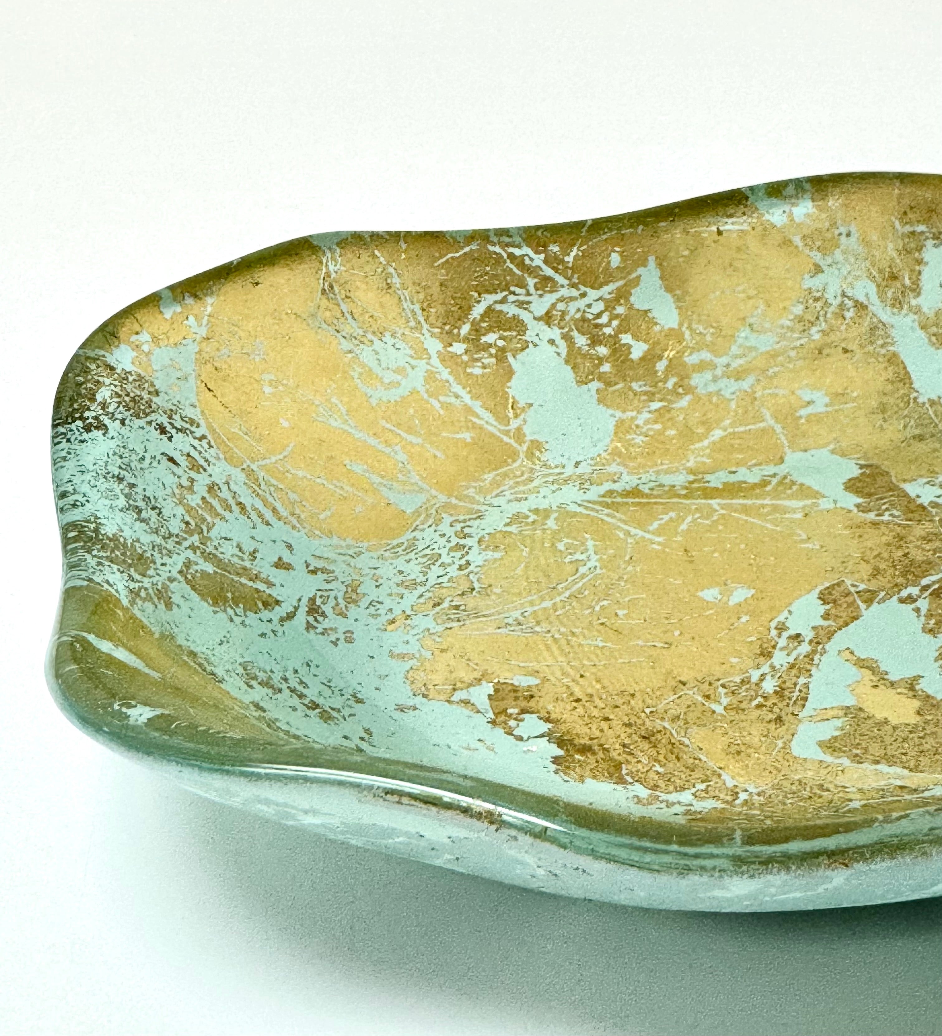Organic Gold Leaf Glass Tray