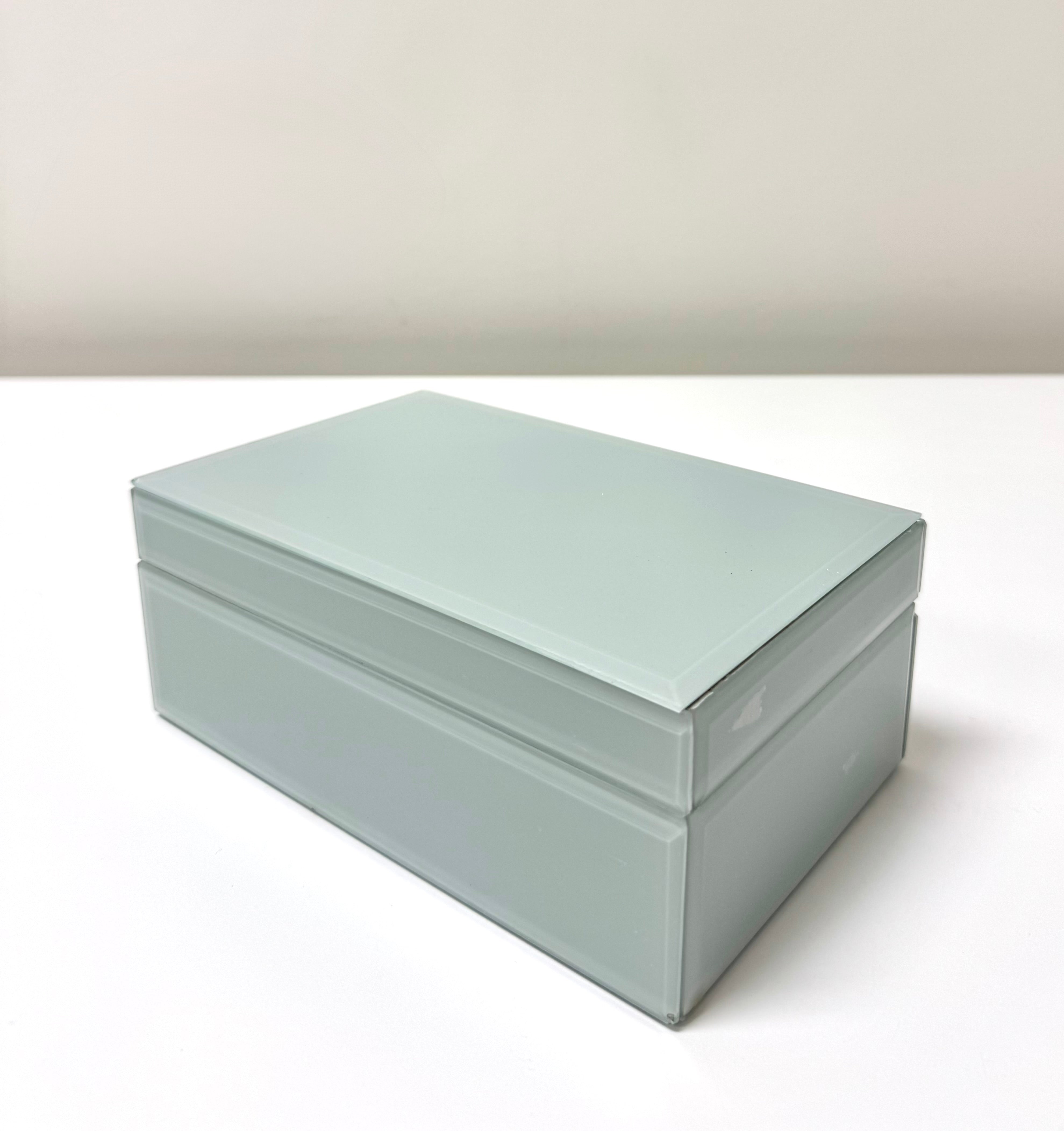 Light Celadon Glass Jewellery Box