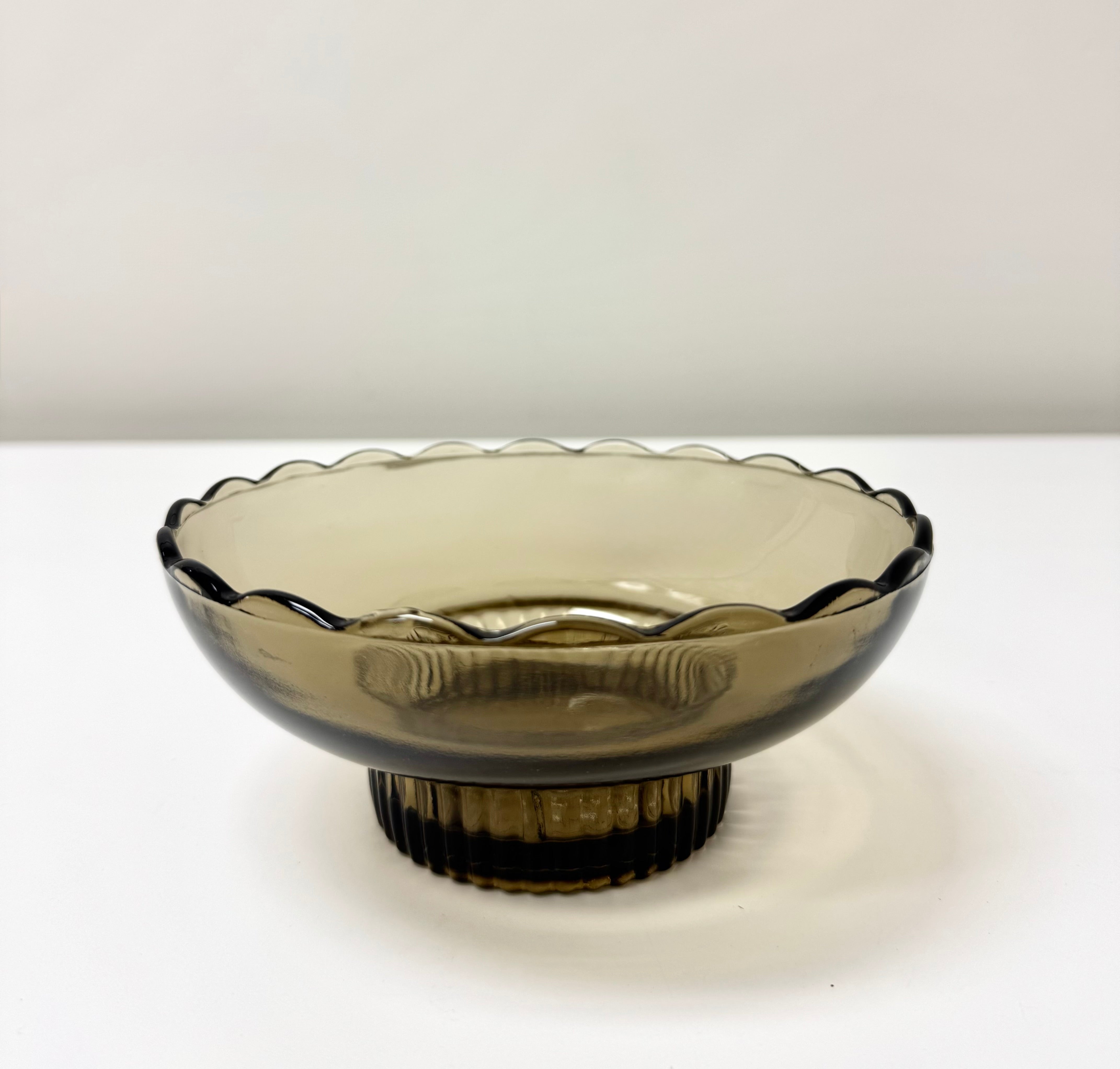 Vintage Tawny Smoke Scalloped Bowl