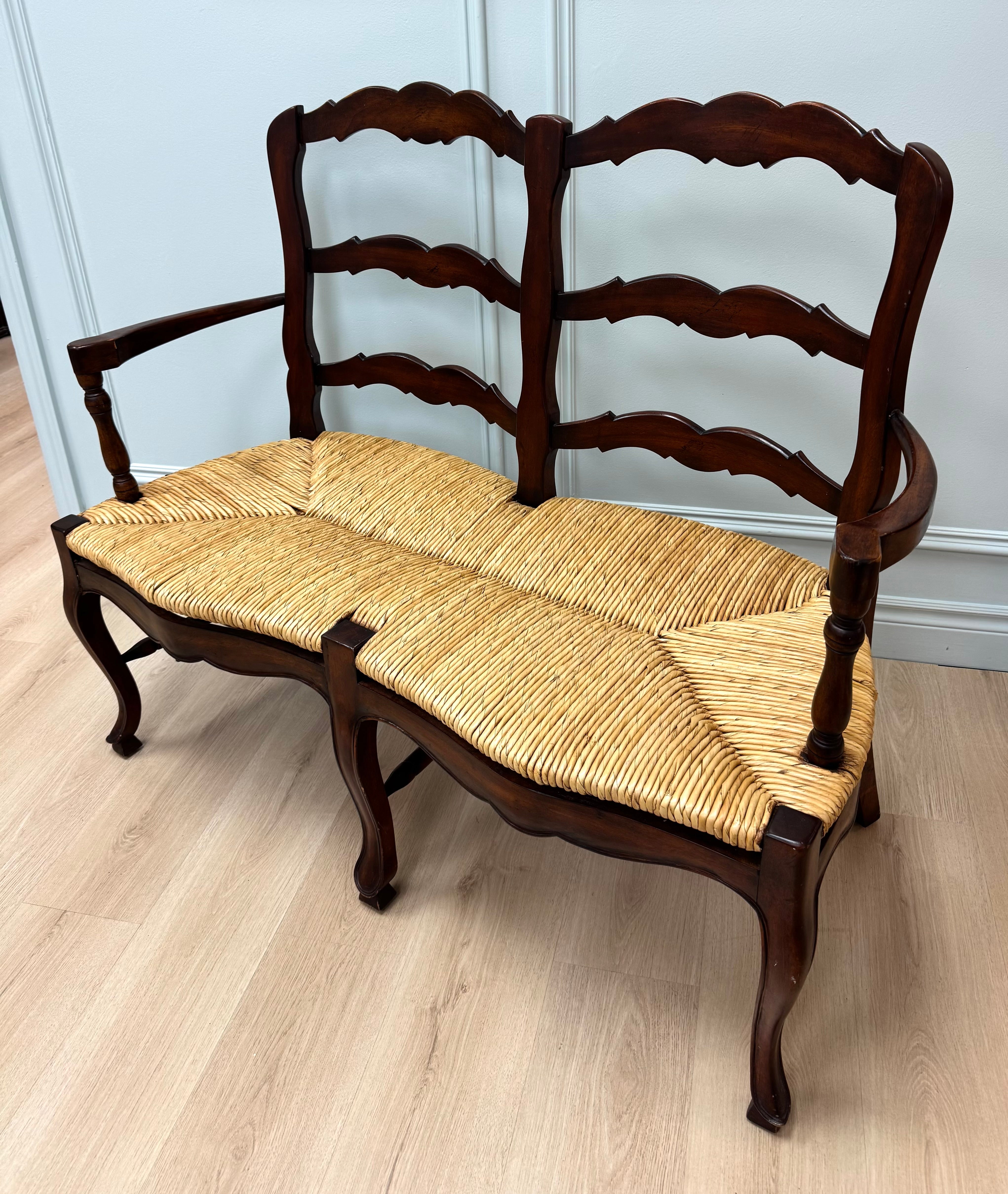 French Country Ladderback Settee