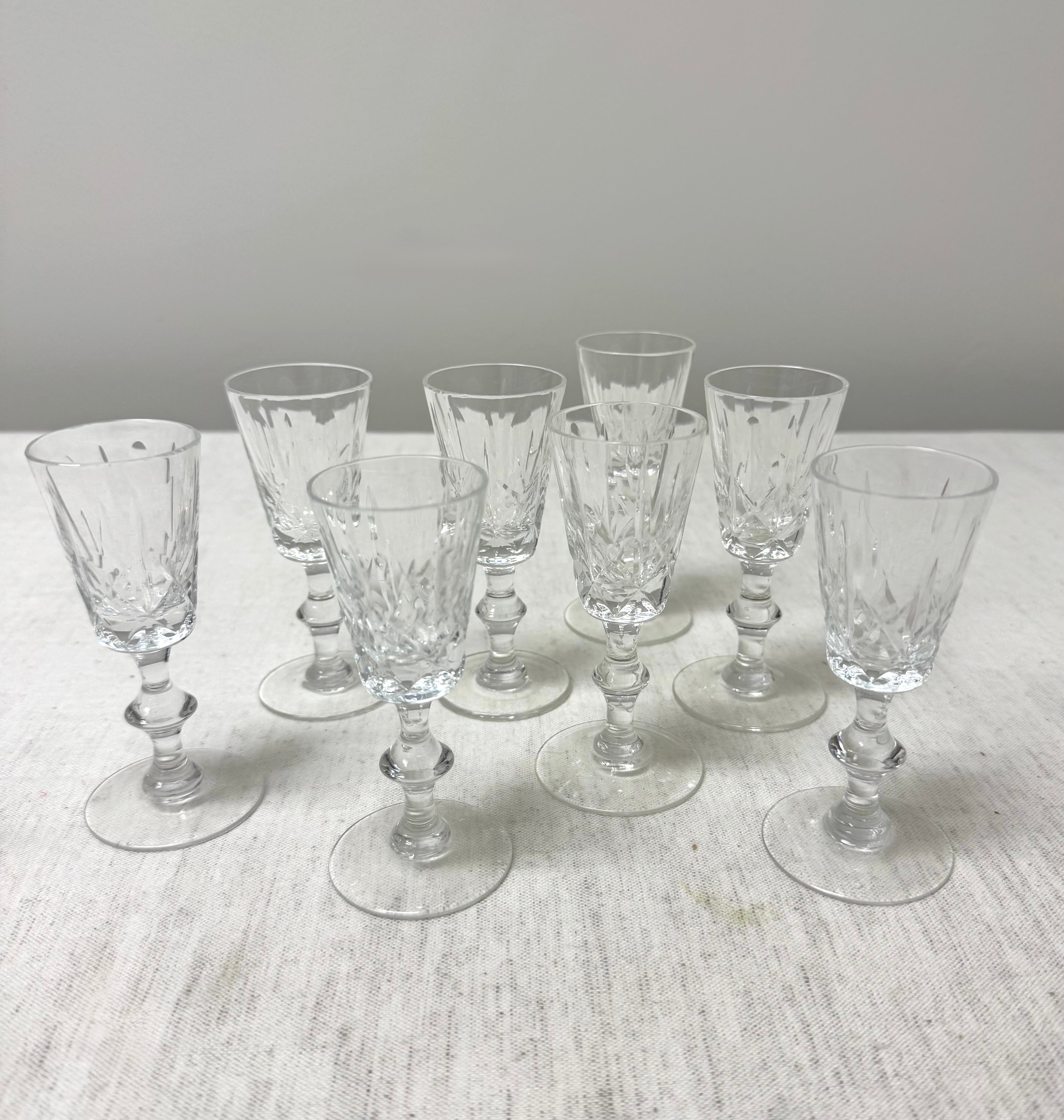 Cross and Olive Crystal Liqueur Glasses Set of 8