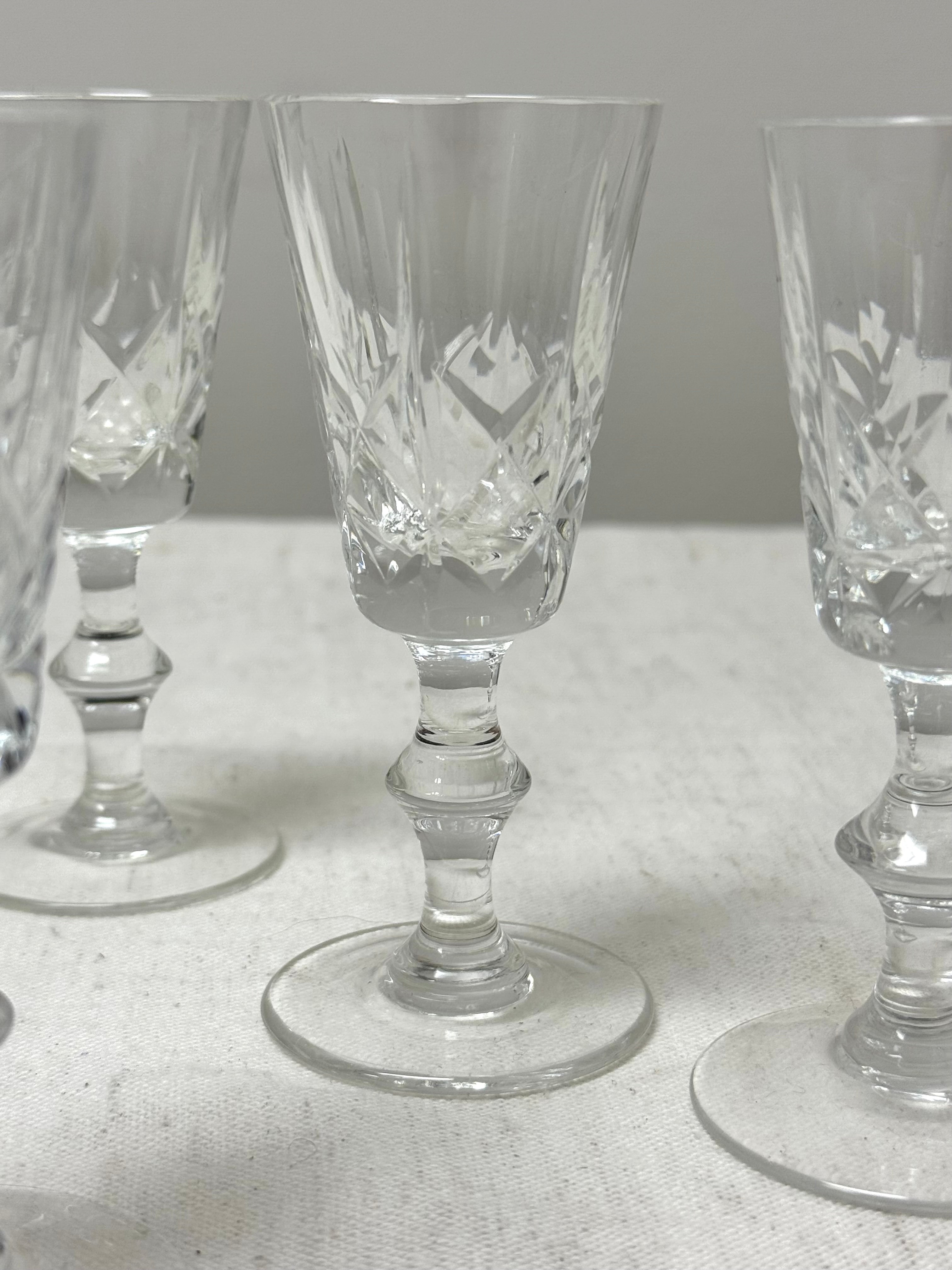 Cross and Olive Crystal Liqueur Glasses Set of 8