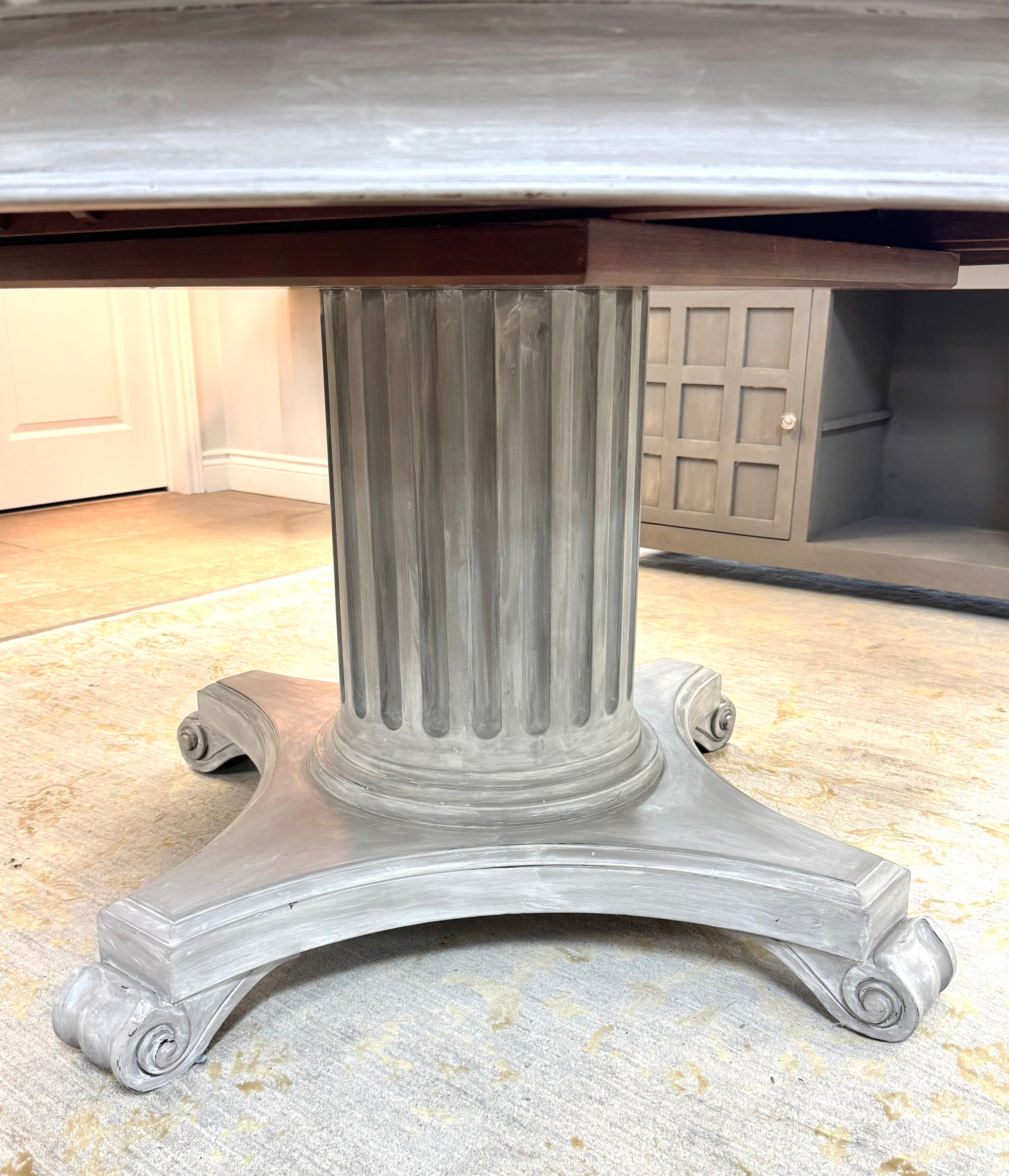 ETHAN ALLEN Weathered Gray 60" Pedestal Table