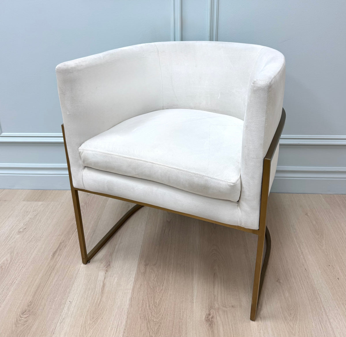 Cream Velvet Barrel Chairs Set of 4