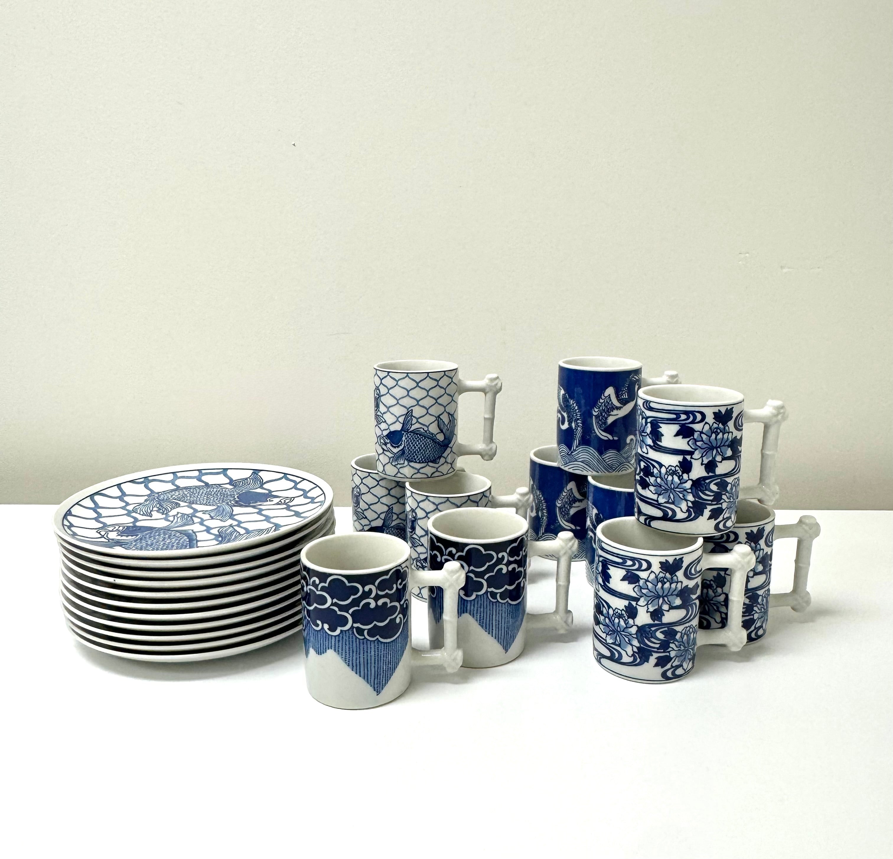 Vintage NANCY GETZ Plates & Mugs Set for 11