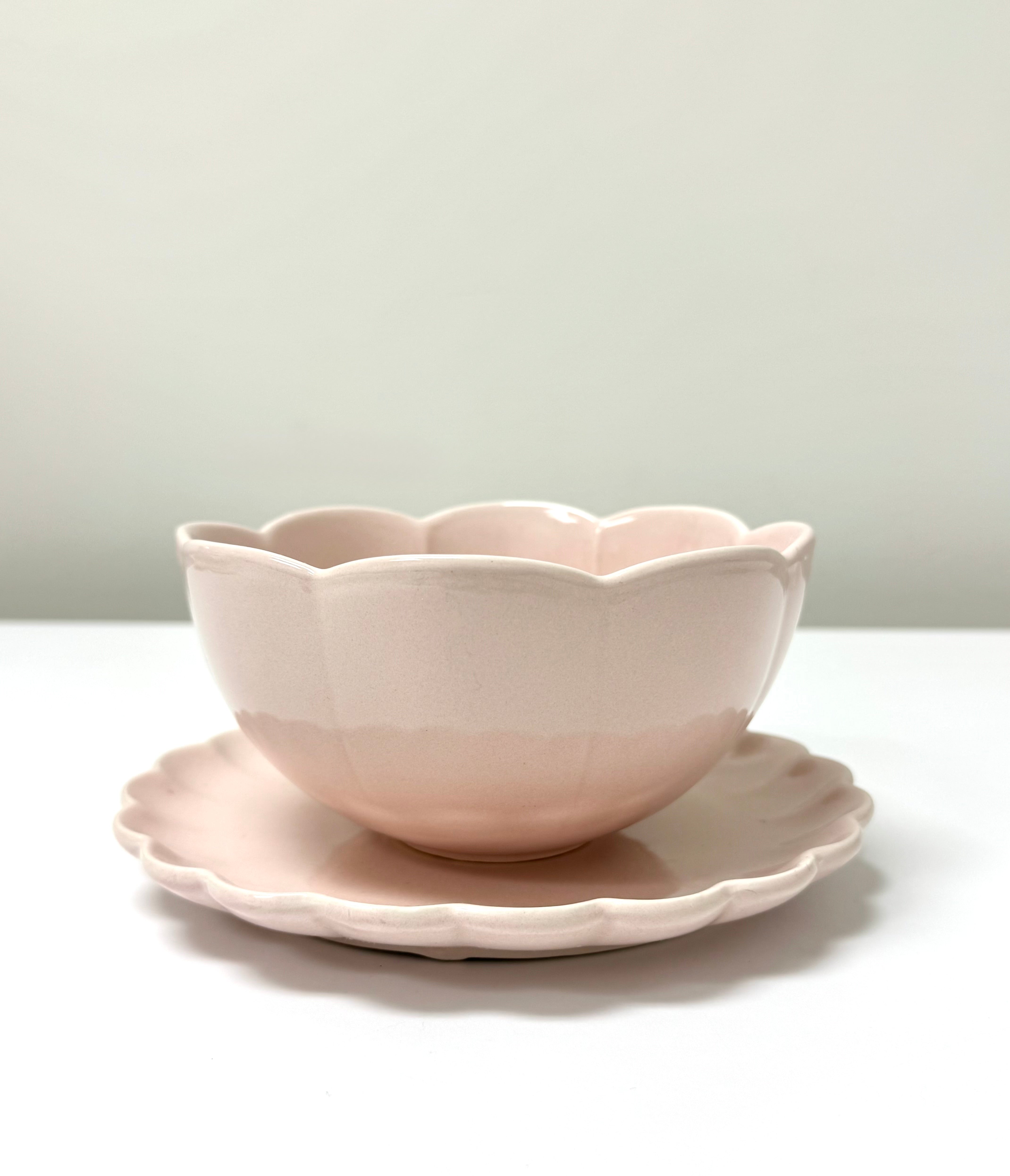 Pale Pink Petal Bowl & Plate Set