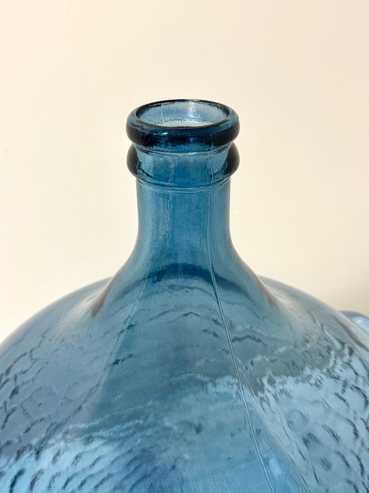 Denim Blue Glass Basketweave Large Vase