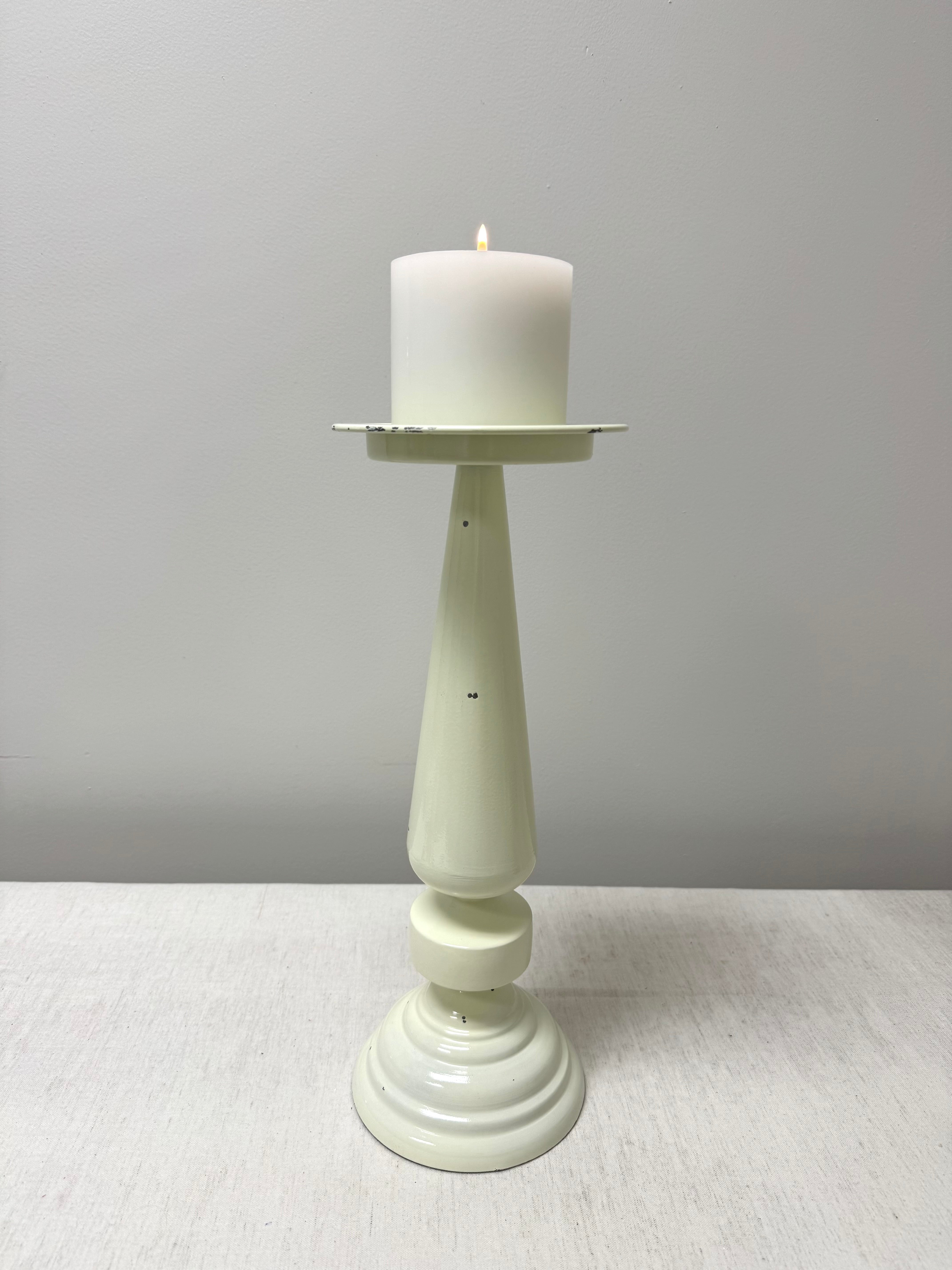 Cream Metal 18" Pillar Candle Holder