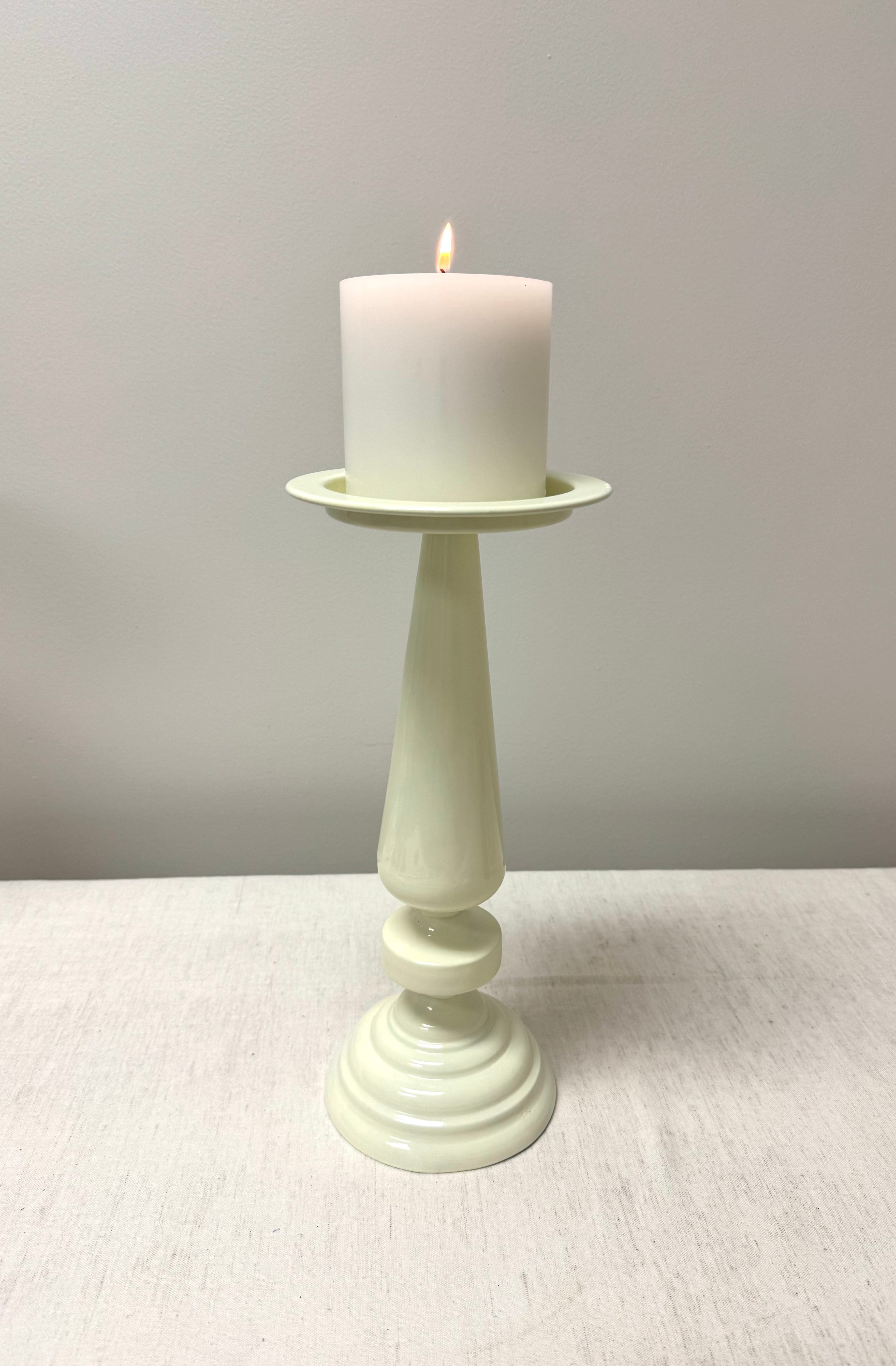 Cream Metal 14-1/2" Pillar Candle Holder