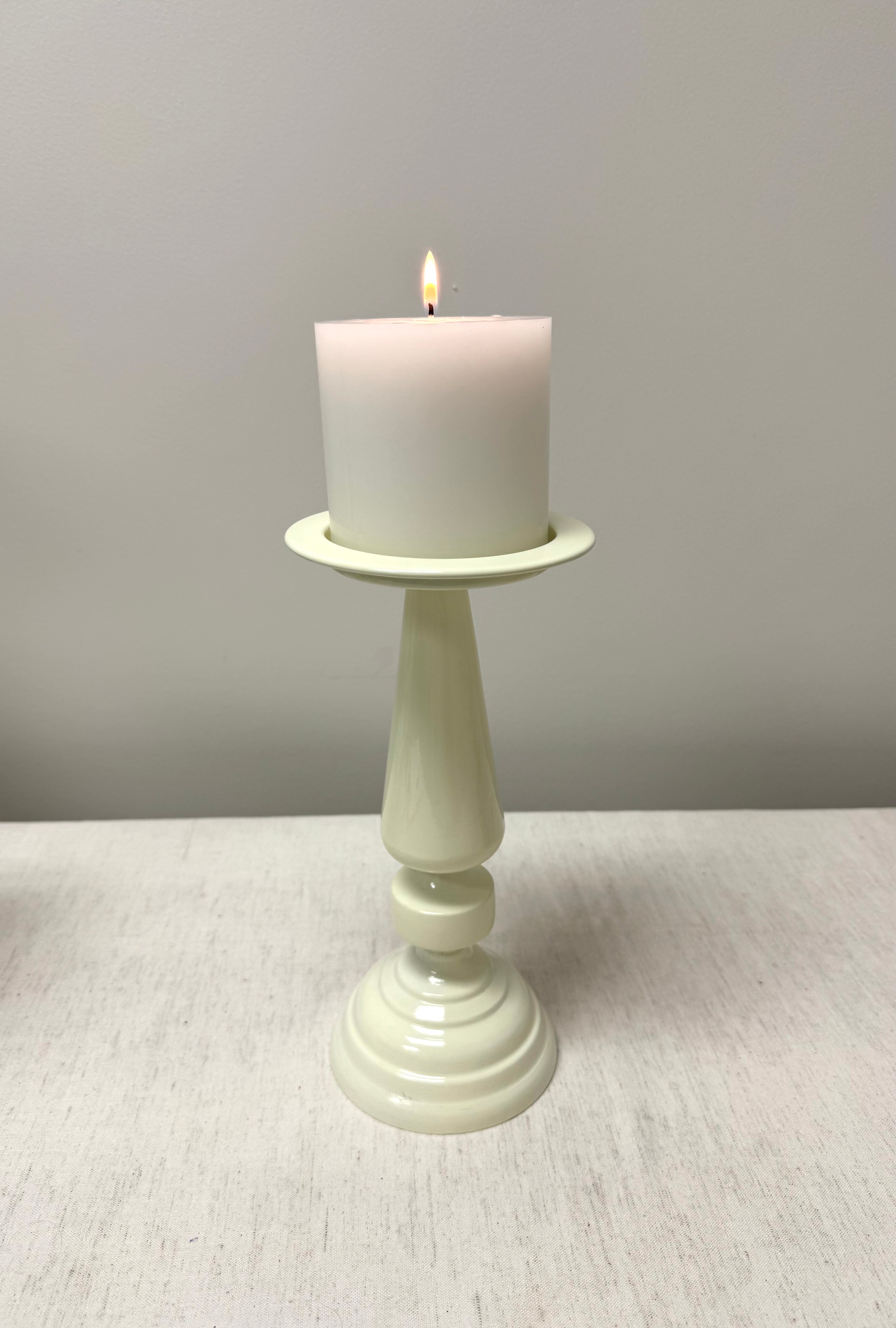 Cream Metal 12" Pillar Candle Holder