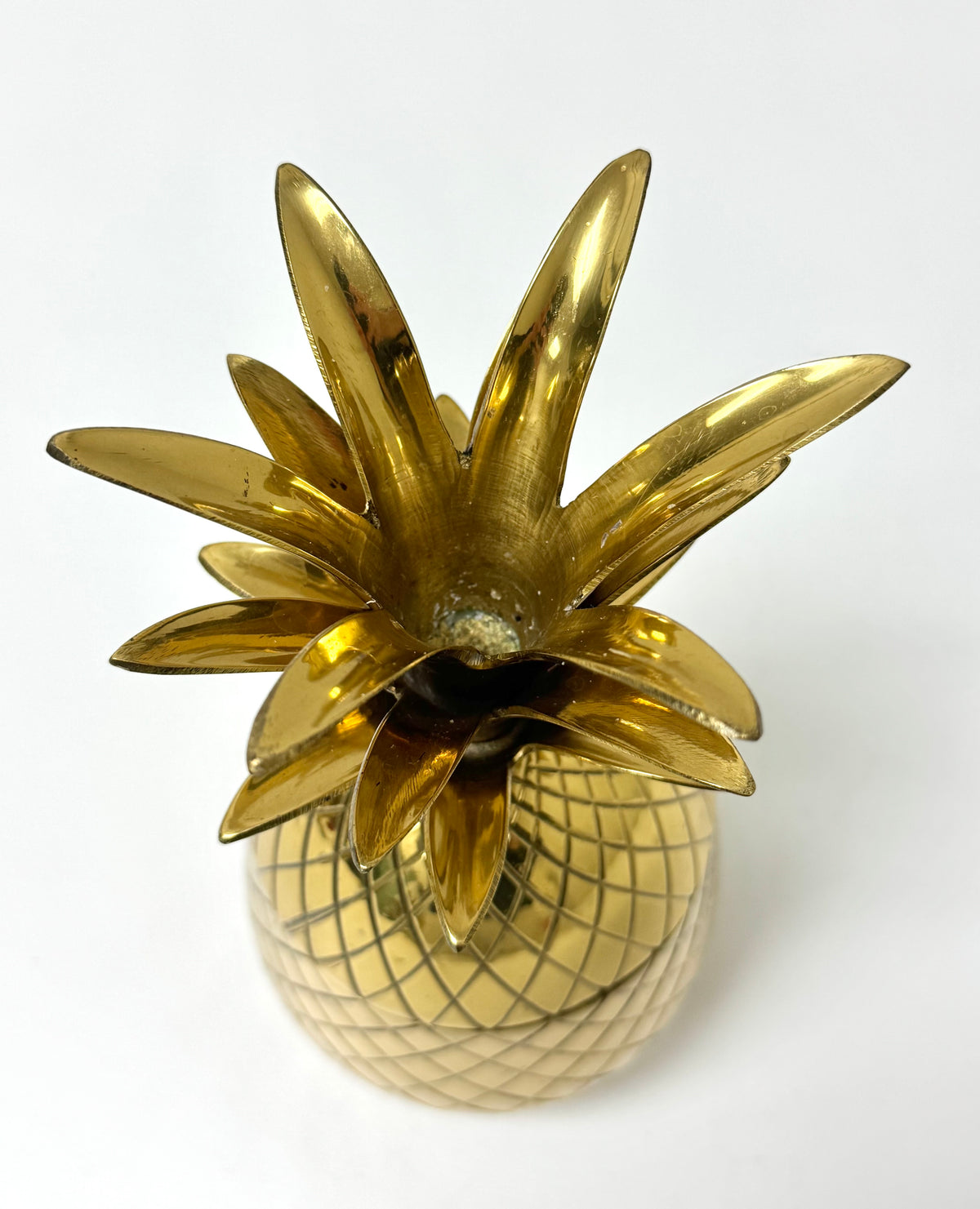 Vintage Brass Pineapple Lidded Jar/Candle Holder
