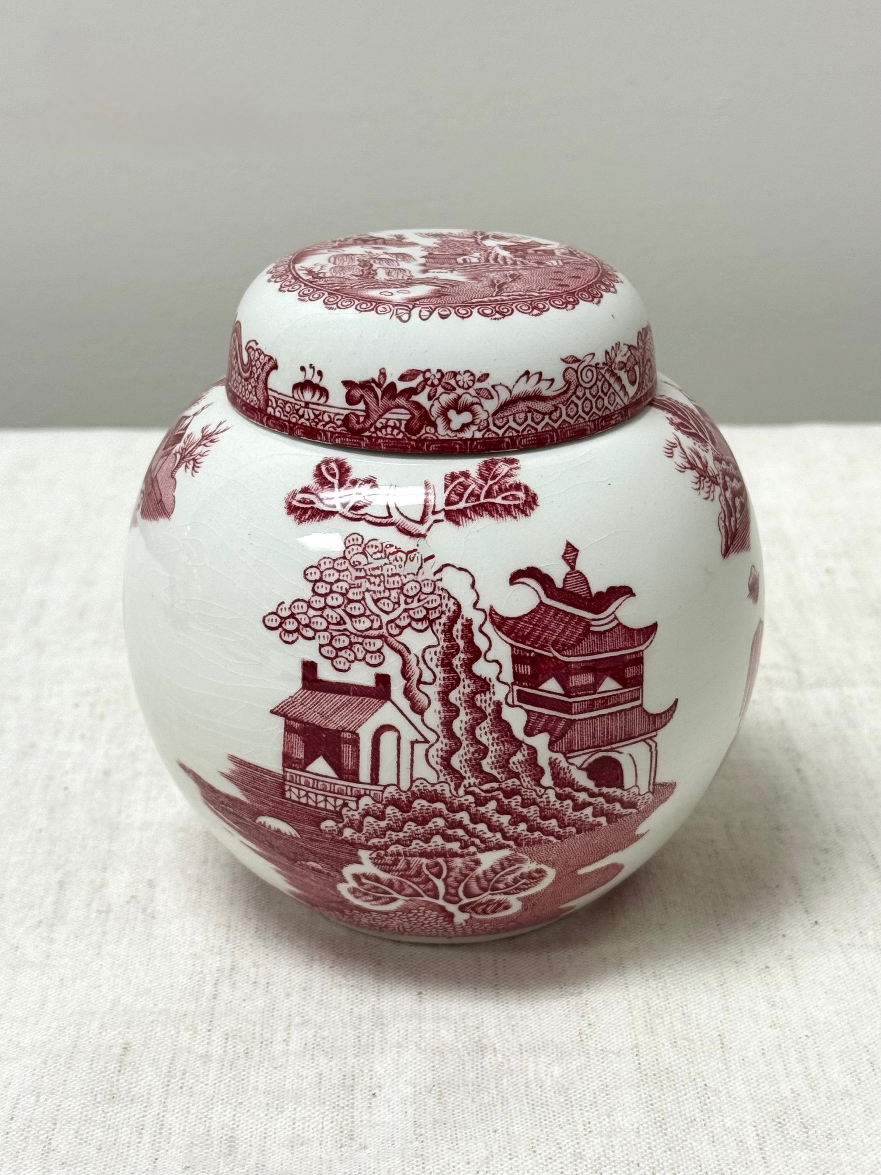 Vintage MASON'S 'Red Willow' 5-1/4" Jar with Lid