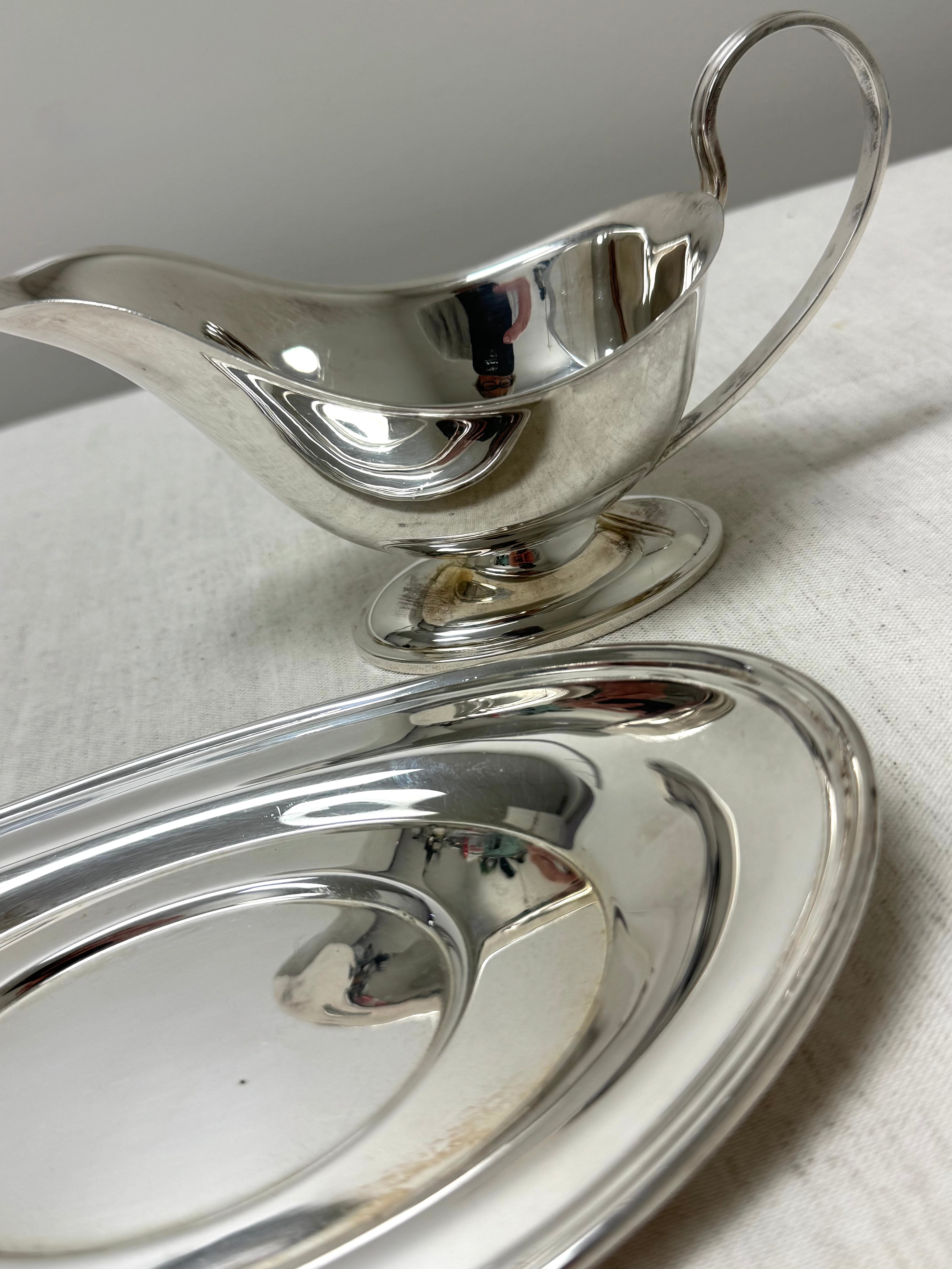 Silverplate Sauce Boat and Plate