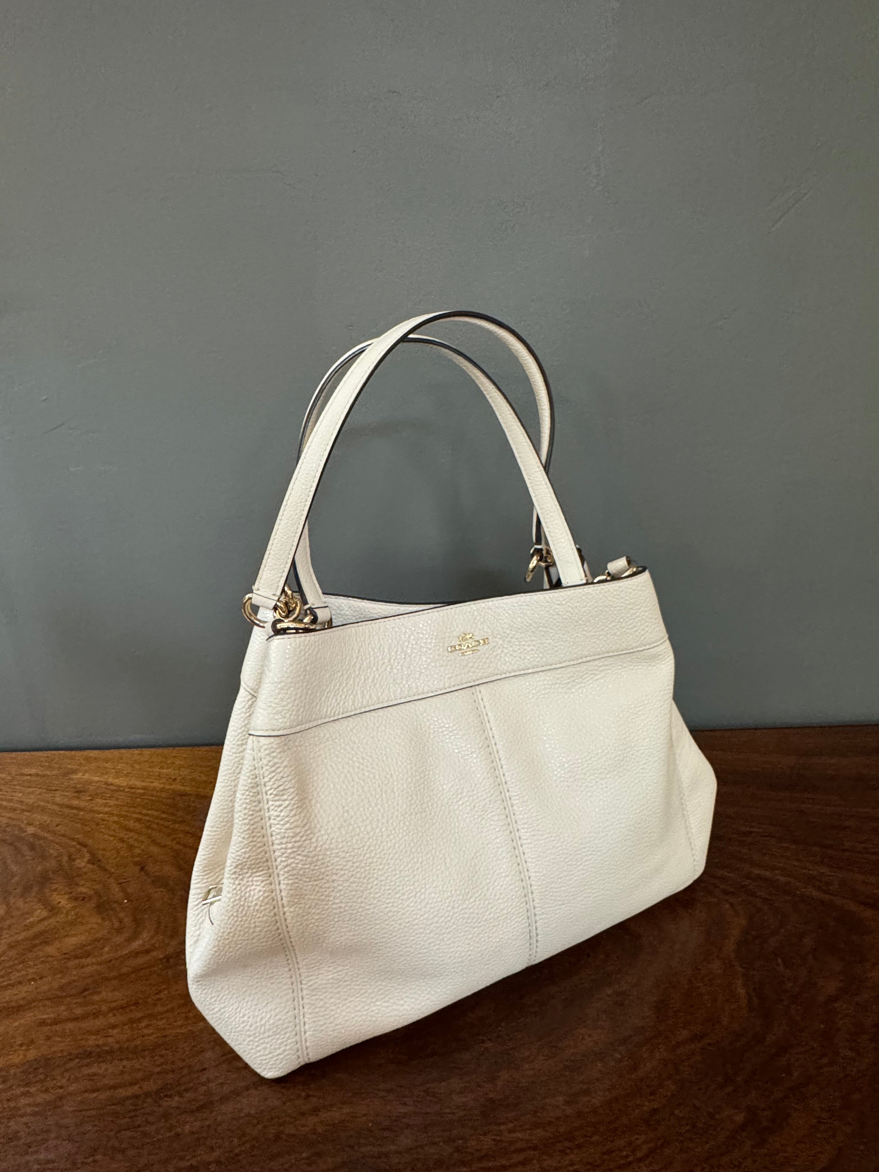 COACH 'Lexy' Chalk Pebble Leather Shoulder Bag